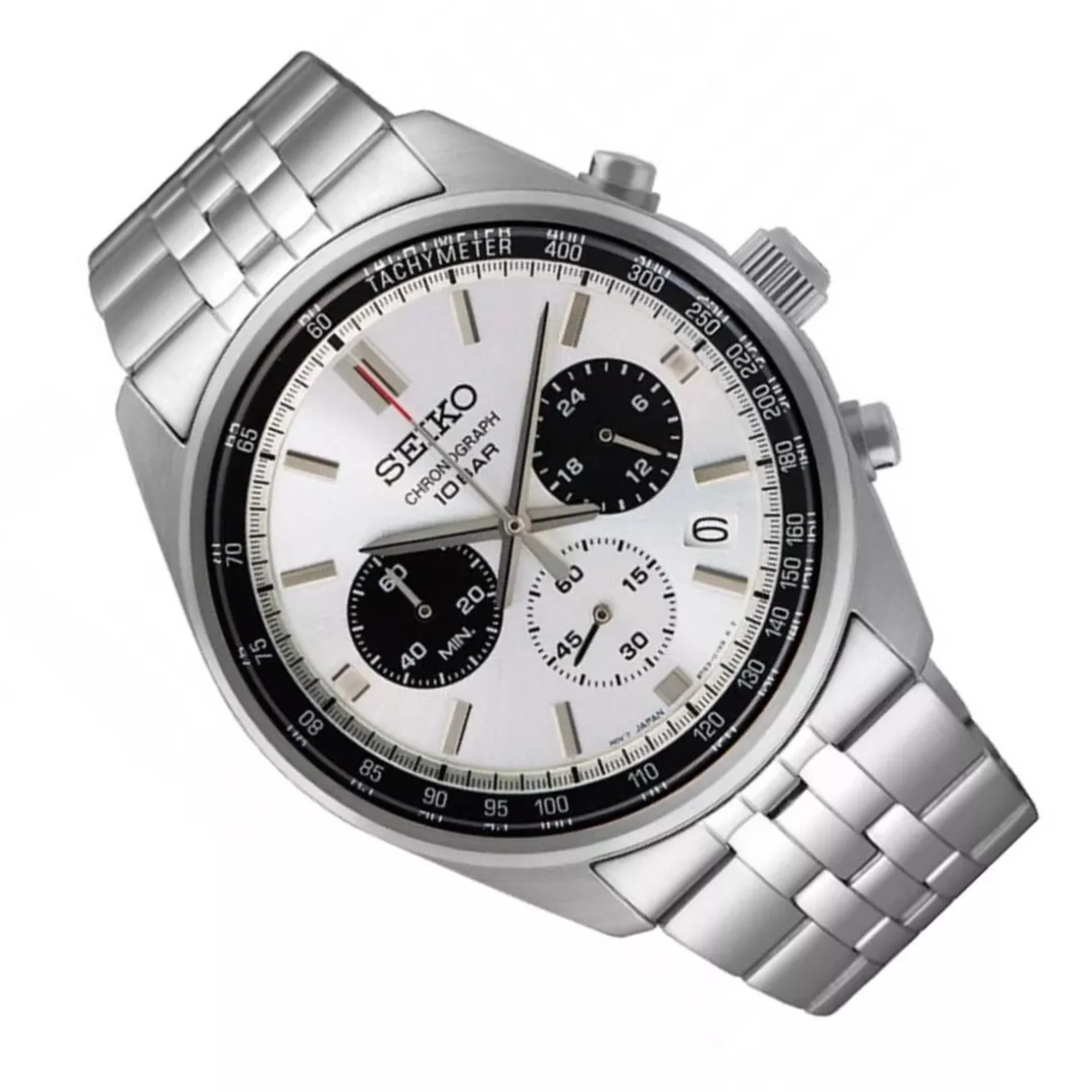 Seiko Conceptual Quartz Chronograph Panda Dial Steel Strap Men's Watch SSB425P1 - Image 6