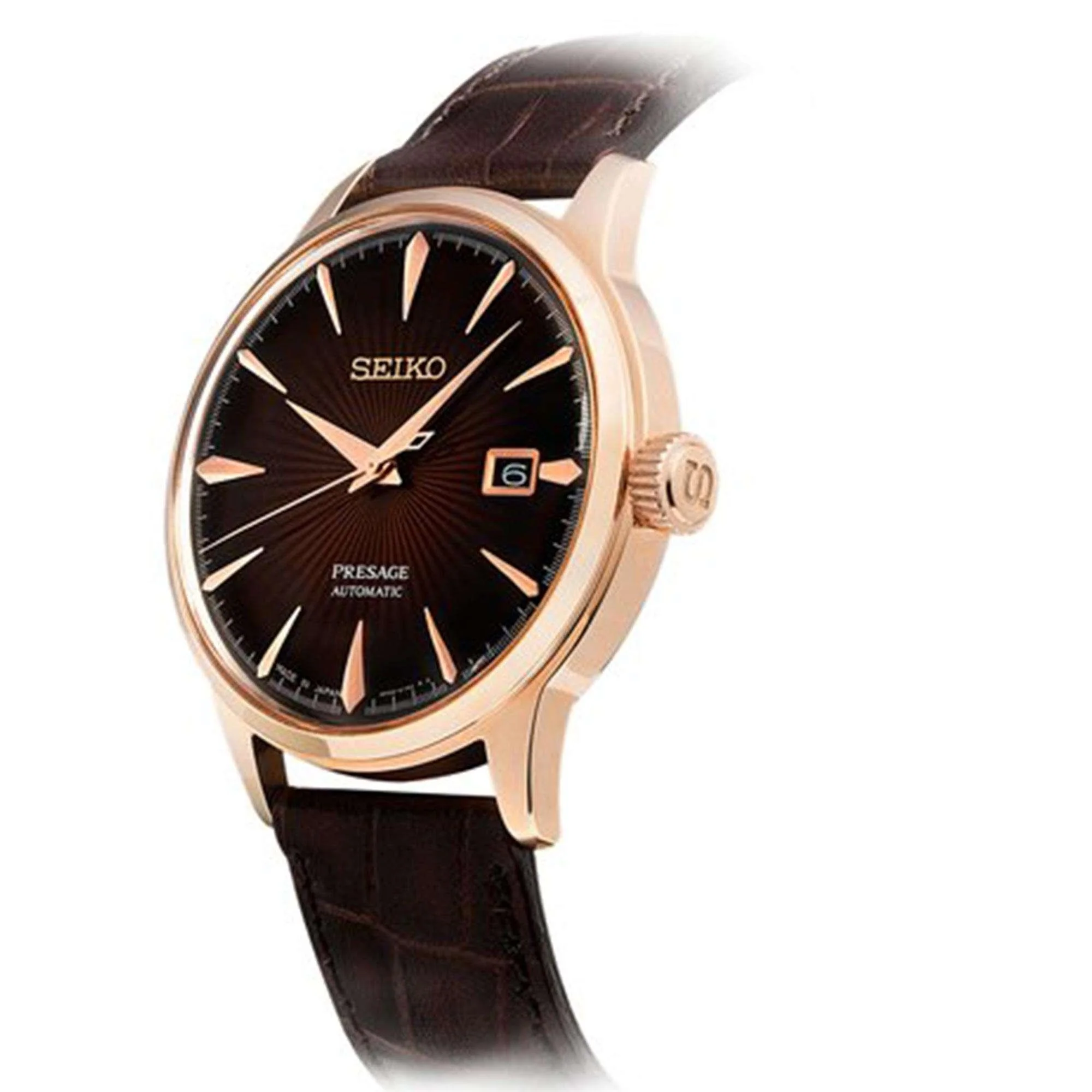Seiko Presage Cocktail Time Automatic Brown Leather Strap Brown Dial Men's Watch SRPB46J1 - Image 5