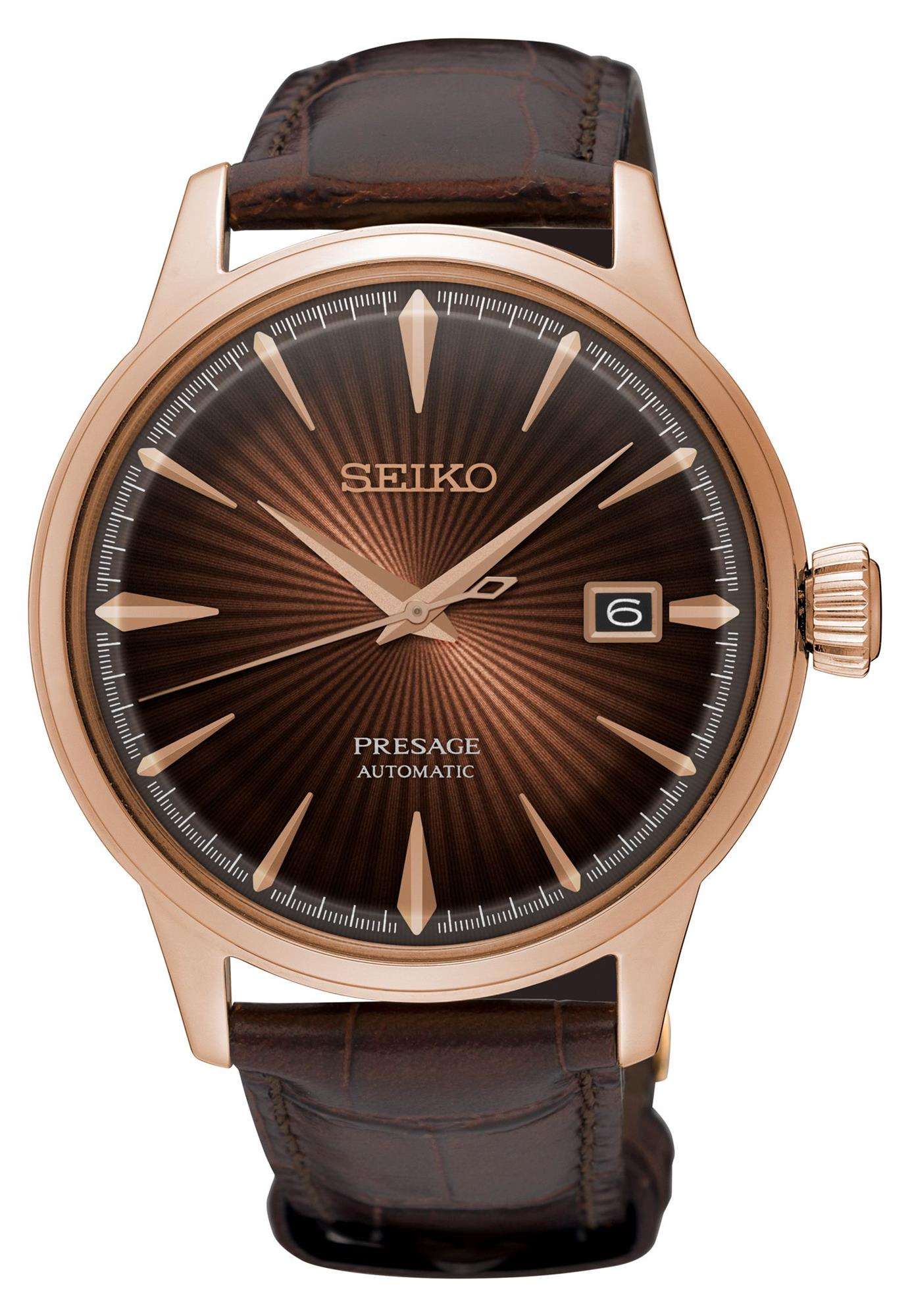 Seiko Presage Cocktail Time Automatic Brown Leather Strap Brown Dial Men's Watch SRPB46J1 - Image 7