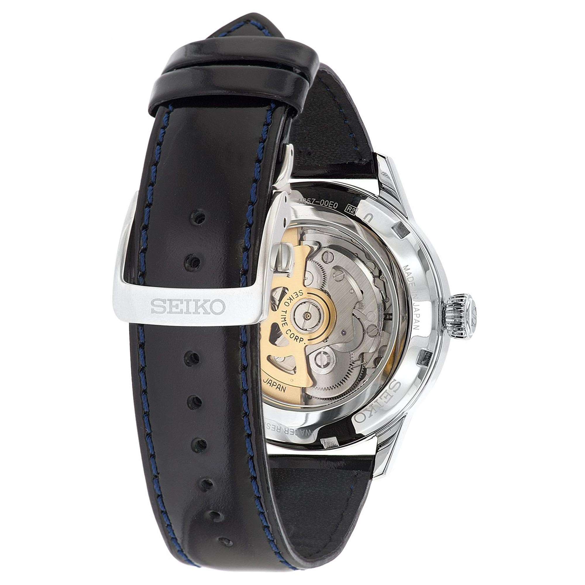 Seiko Presage Cocktail Time Automatic Silver Dial Black Leather Strap Men's Watch SSA343J1 - Image 3