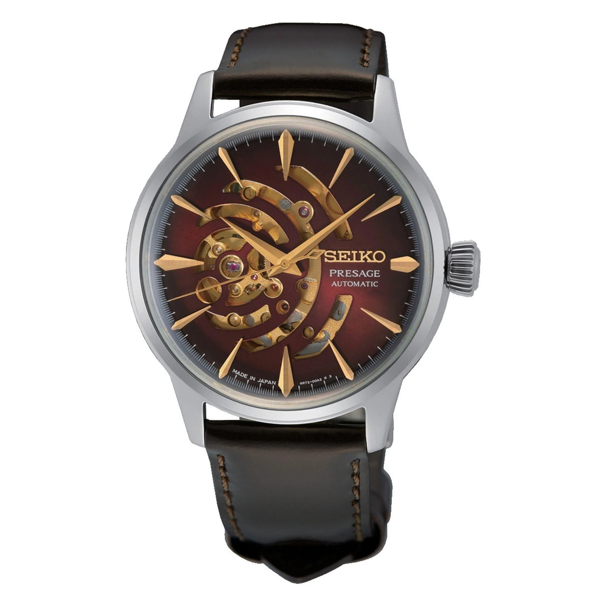 Seiko Presage Cocktail Time Star Bar 'Red Brick' Automatic Red Dial Black Leather Strap Limited Edition Menâs Watch SSA457J1 - Image 11