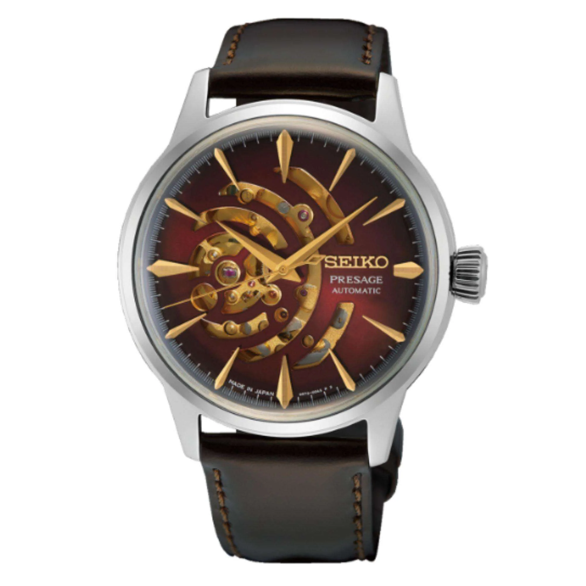 Seiko Presage Cocktail Time Star Bar 'Red Brick' Automatic Red Dial Black Leather Strap Limited Edition Menâs Watch SSA457J1 - Image 2