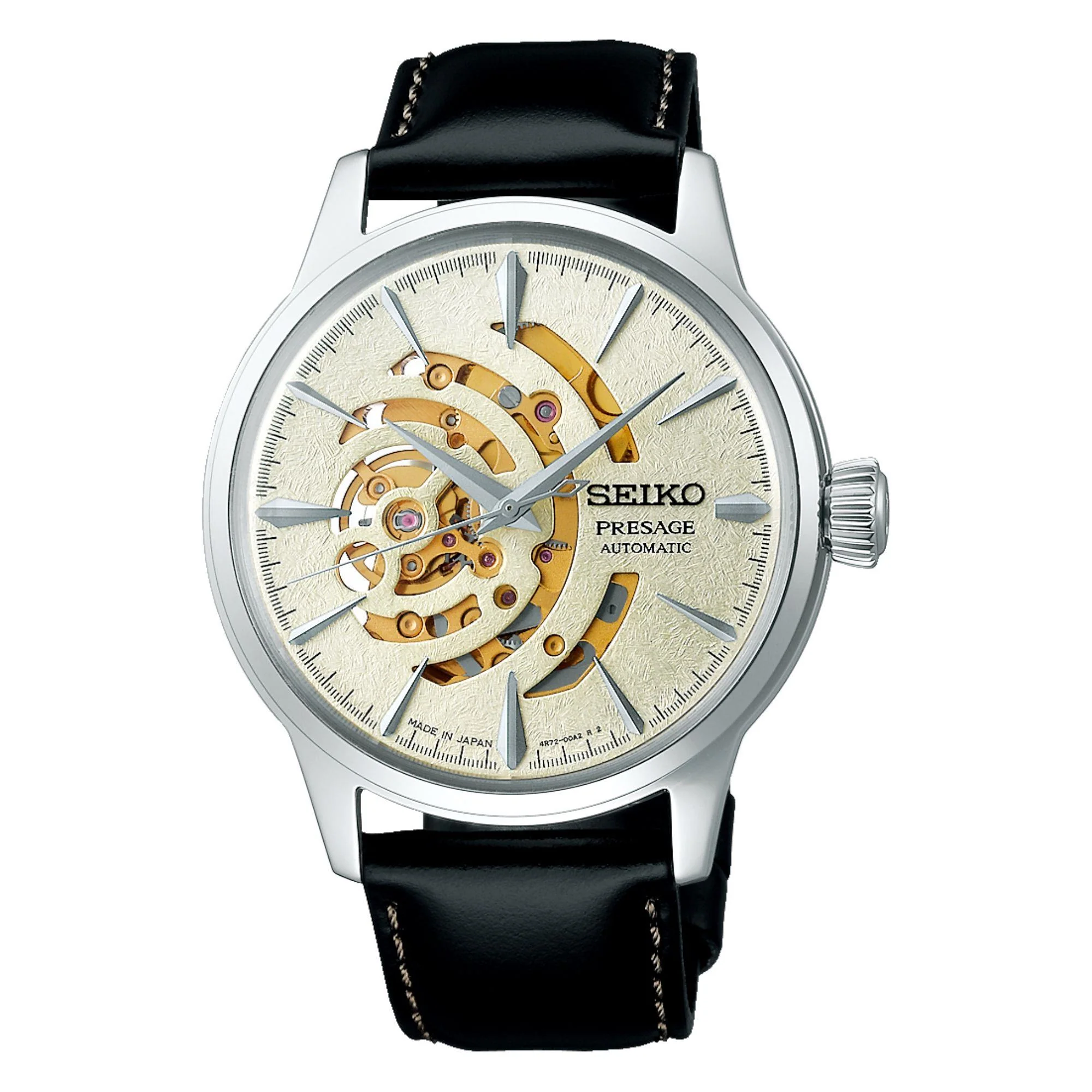 Seiko Presage Cocktail Time The Illuminate Automatic Gold Dial Black Leather Strap Limited Edition Men's Watch SSA455J1 - Image 4
