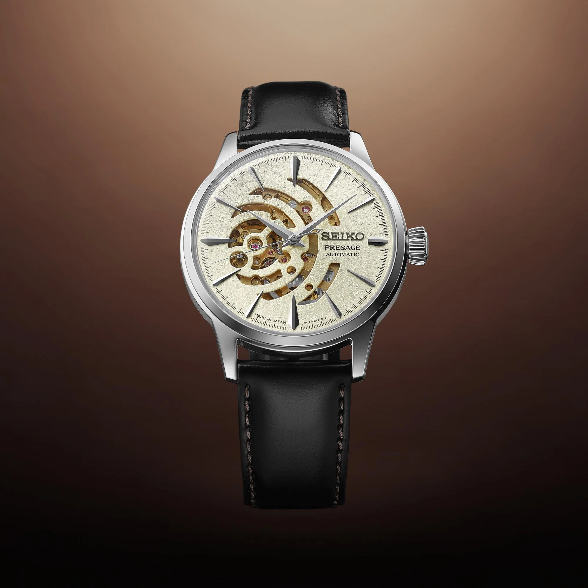 Seiko Presage Cocktail Time The Illuminate Automatic Gold Dial Black Leather Strap Limited Edition Men's Watch SSA455J1 - Image 6