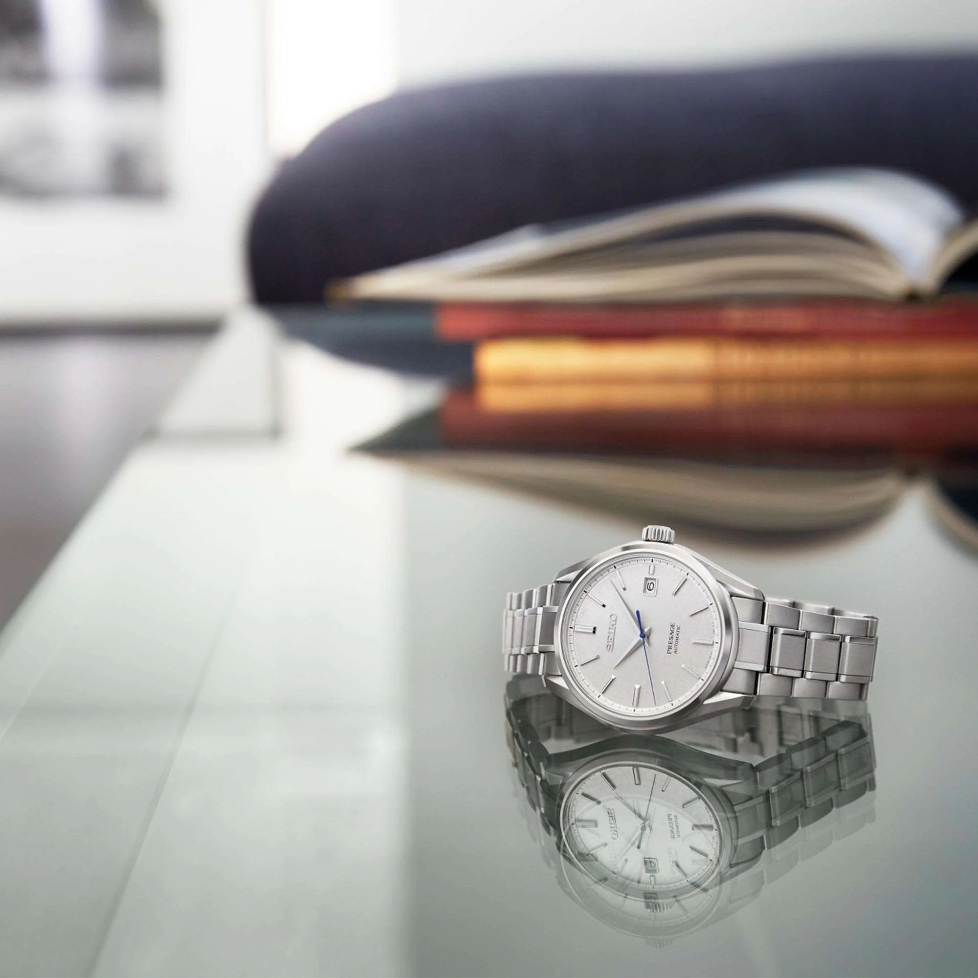 Seiko Presage Sharp Edge Series White Dial Silver Stainless Steel Bracelet Automatic Men's Watch SPB165J1 - Image 6