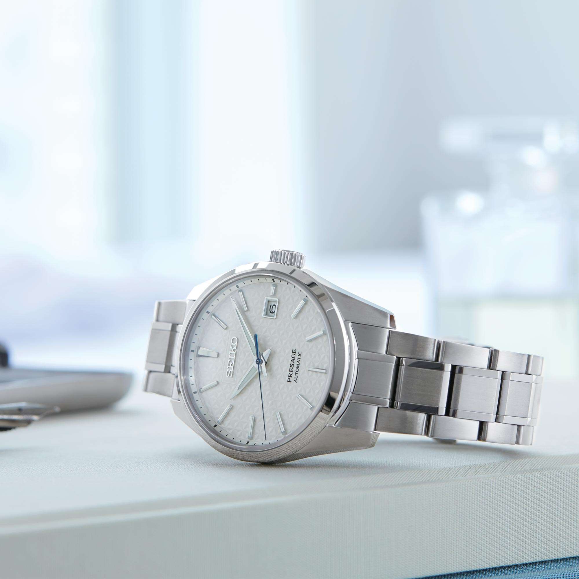 Seiko Presage Sharp Edge Series White Dial Silver Stainless Steel Bracelet Automatic Men's Watch SPB165J1 - Image 8