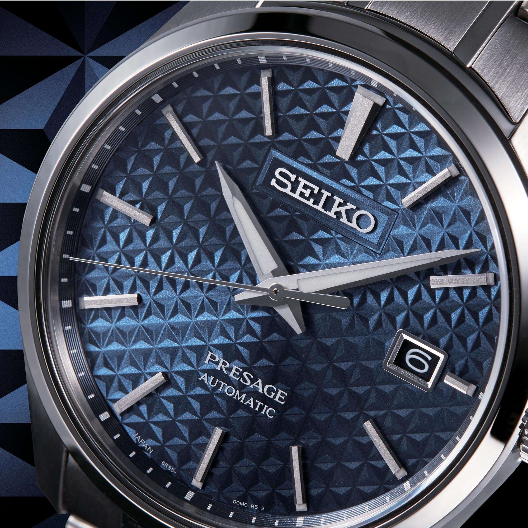 Seiko Presage Sharp Edge Series Blue Dial Silver Stainless Steel Bracelet Automatic Men's Watch SPB167J1 - Image 2