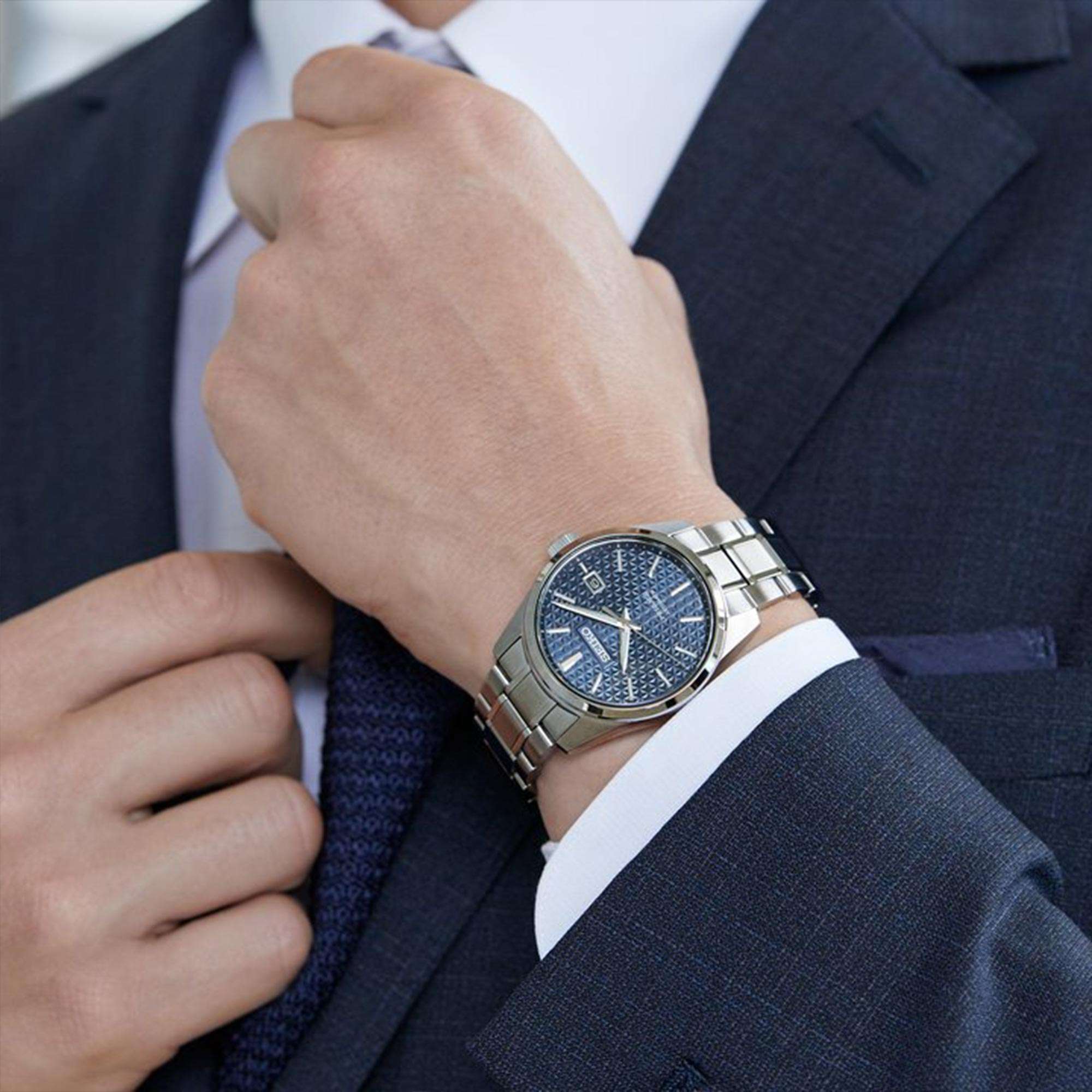 Seiko Presage Sharp Edge Series Blue Dial Silver Stainless Steel Bracelet Automatic Men's Watch SPB167J1 - Image 5
