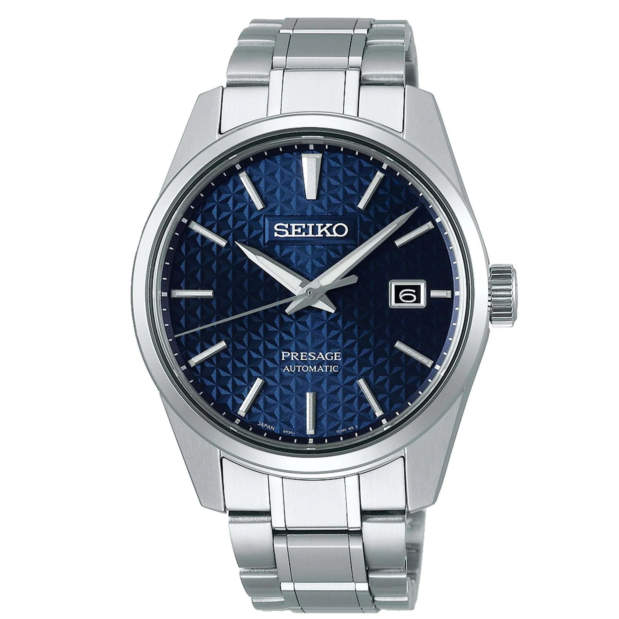 Seiko Presage Sharp Edge Series Blue Dial Silver Stainless Steel Bracelet Automatic Men's Watch SPB167J1 - Image 6