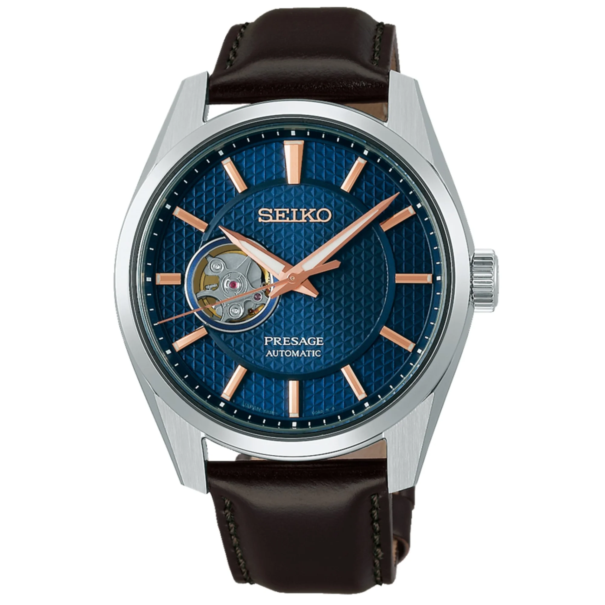 Seiko Presage Sharp Edged âMidnightâ Automatic Brown Dial Black Leather Strap Menâs Watch SPB311J1