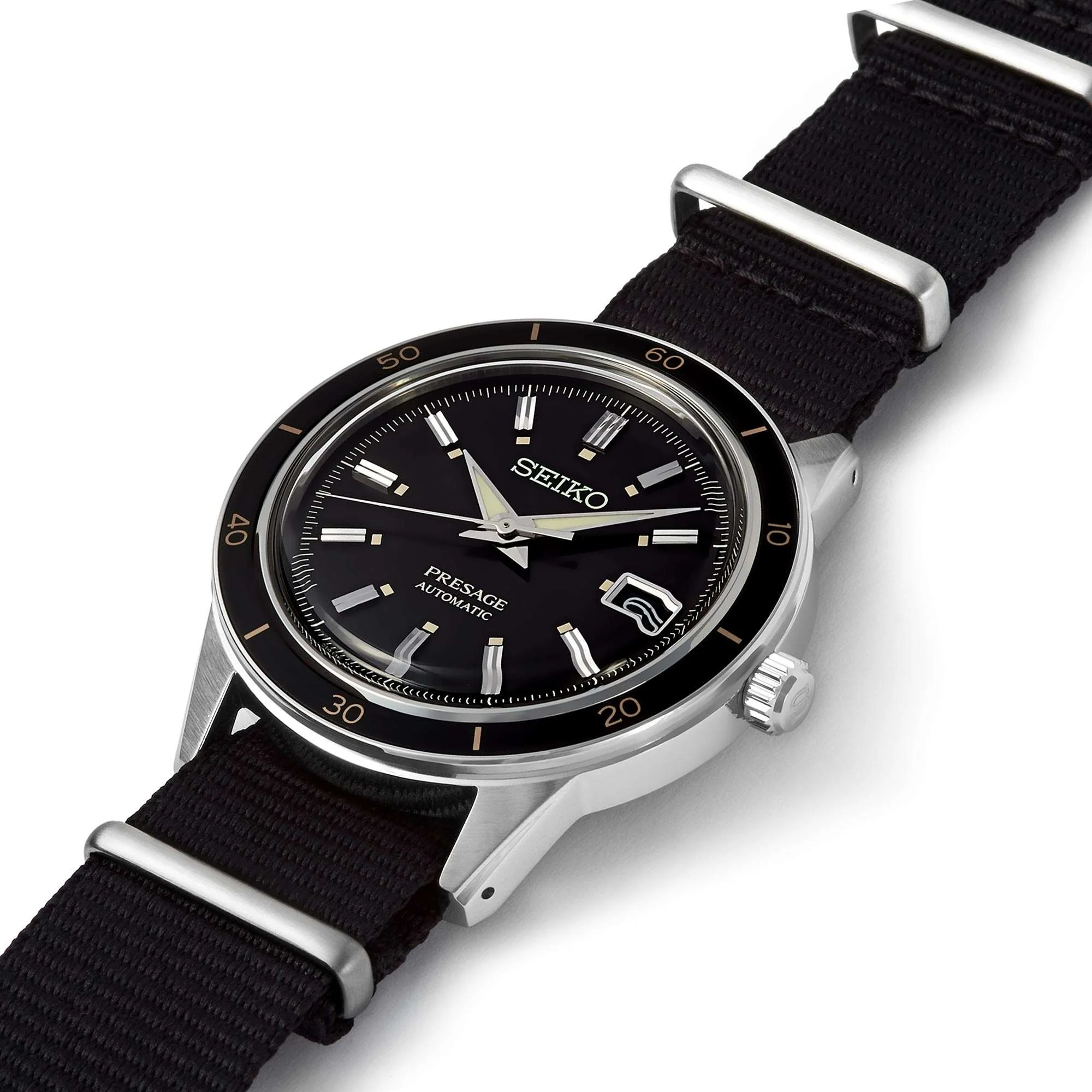 Seiko Presage Style 60's Automatic Black Dial Black Strap Men's Watch SRPG09J1 - Image 4