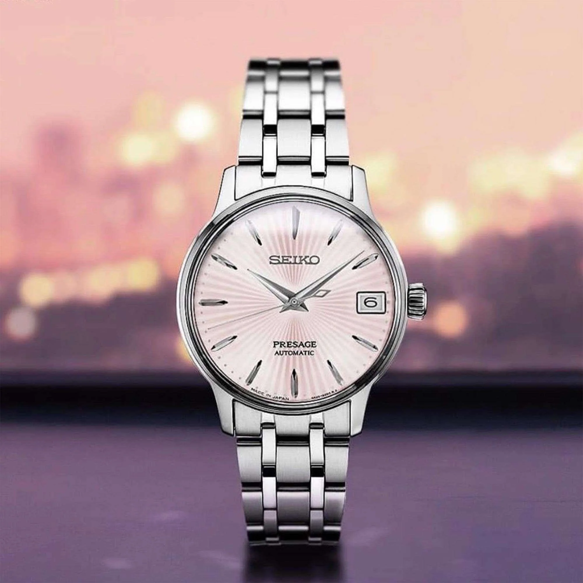 Seiko Presage Pink Dial Silver Stainless Steel Bracelet Automatic Ladies Watch SRP839J1 - Image 8