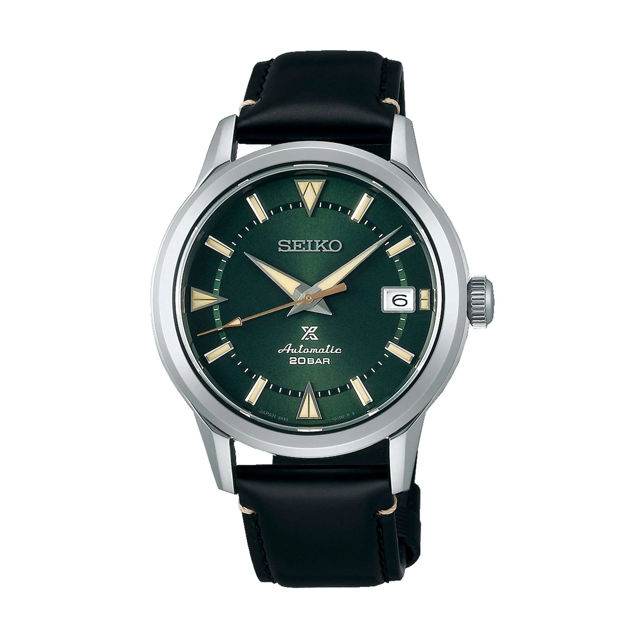Seiko Prospex 1959 Alpinist Automatic Green Dial Black Leather Strap Men's Watch SPB245J1