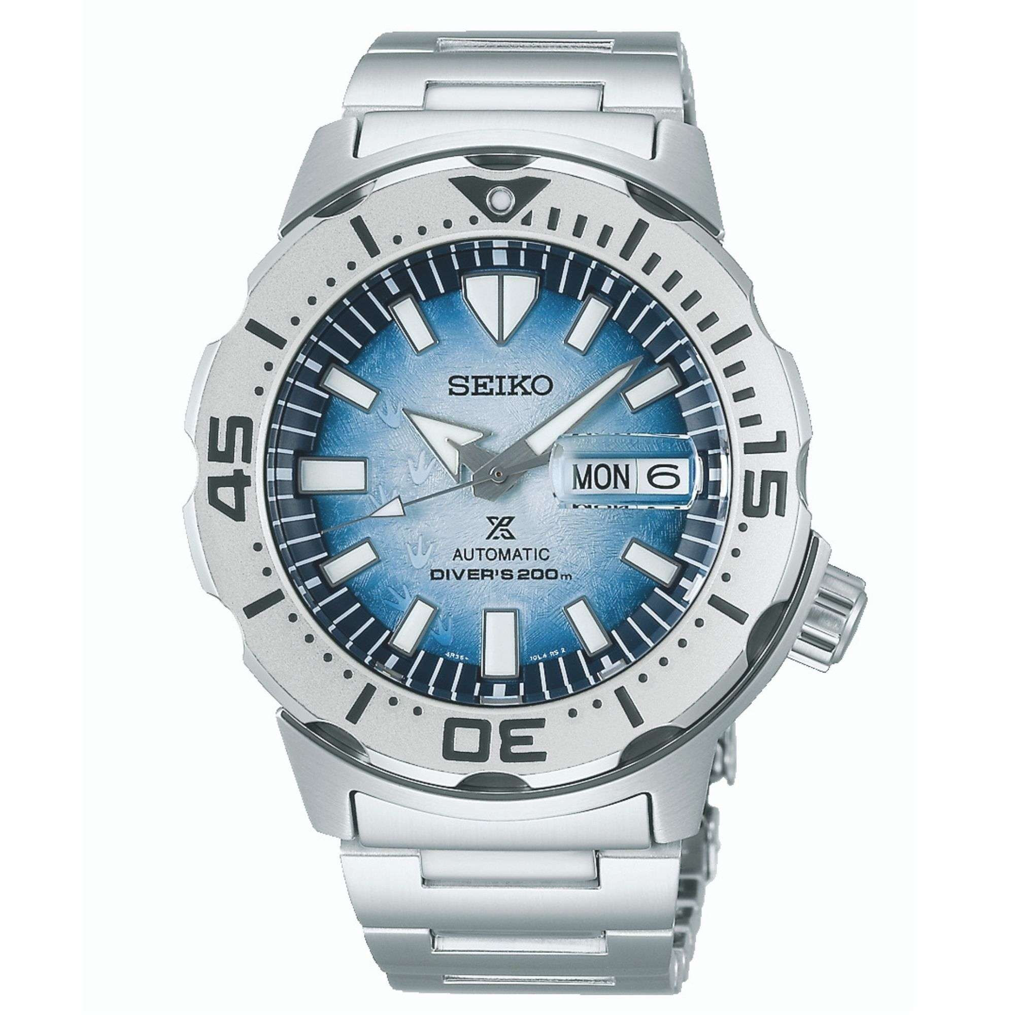 Seiko Prospex Antarctica Monster Save the Ocean Automatic Blue Dial Stainless Steel Bracelet Men's Watch SRPG57K1 - Image 6