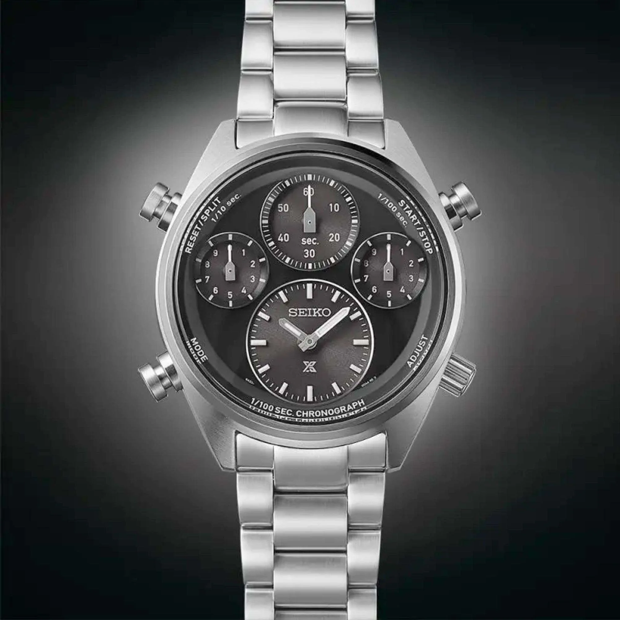 Seiko Prospex 'Black on Black' Speedtimer One-Hundredth of a Second Solar Chronograph Black Dial Men's Watch SFJ003P1 - Image 2