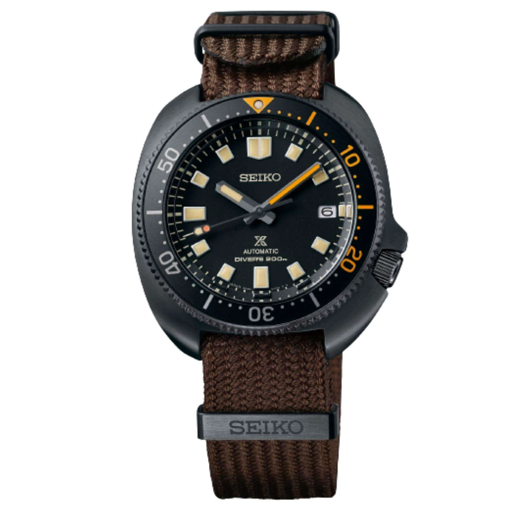 Seiko Prospex Black Series Heritage Collection 1970 Recreation Automatic Black Dial Brown Textile Strap Men's Watch SPB257J1 - Image 7