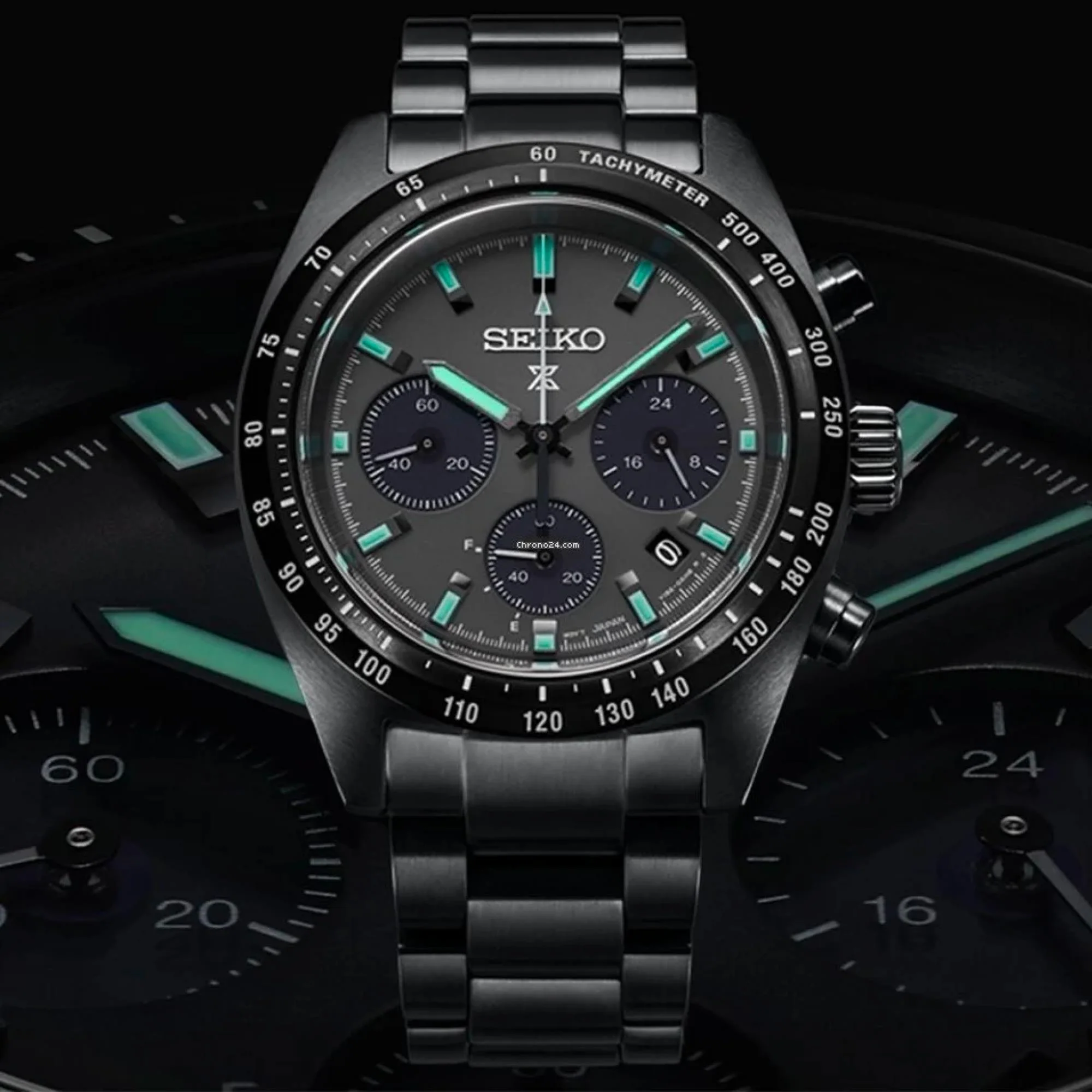 Seiko Prospex 'Black Series' Speedtimer Solar Chronograph Black Dial Steel Bracelet Men's Watch SSC917P1 - Image 15