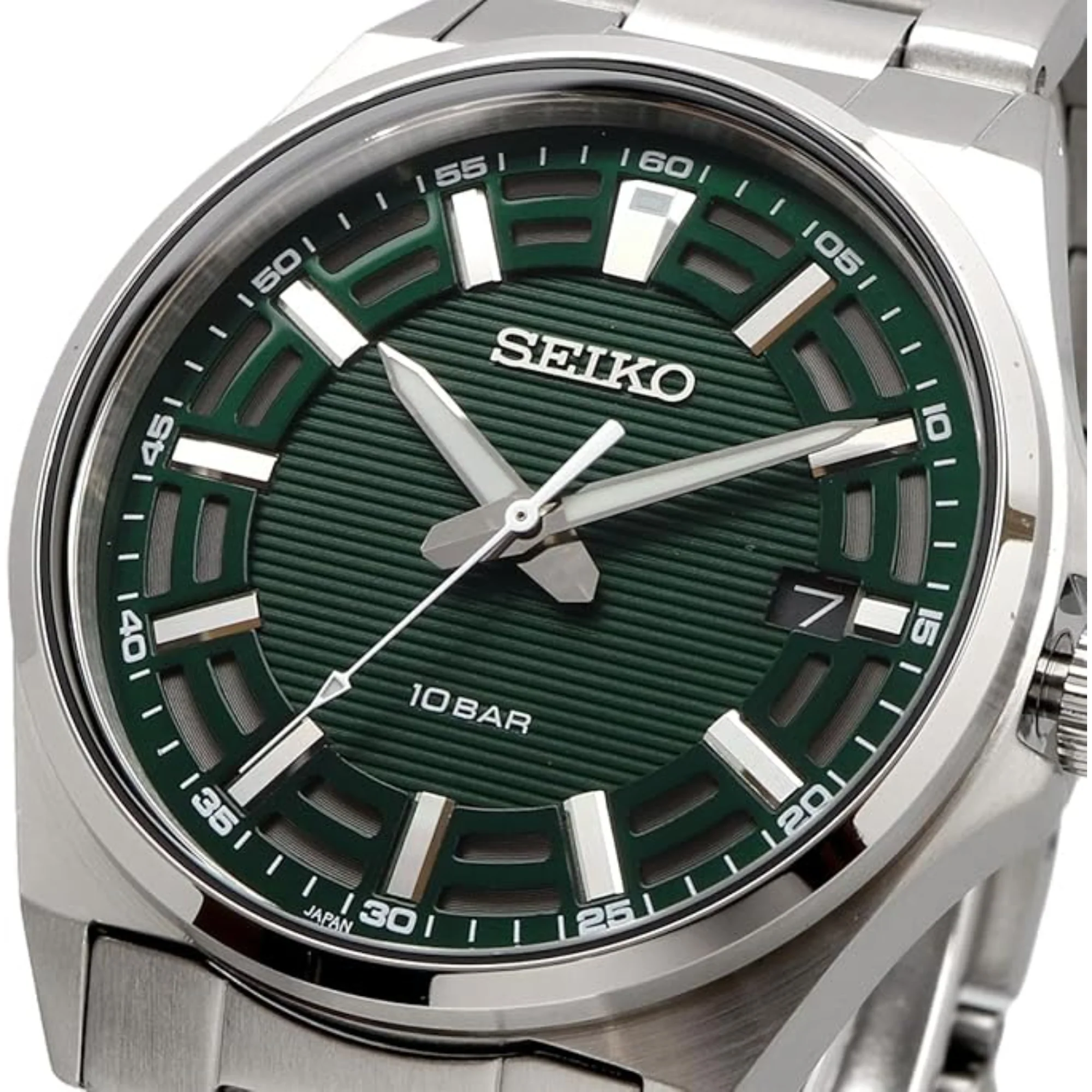Seiko Conceptual Quartz Green Dial Steel Strap Men's Watch SUR503P1 - Image 6