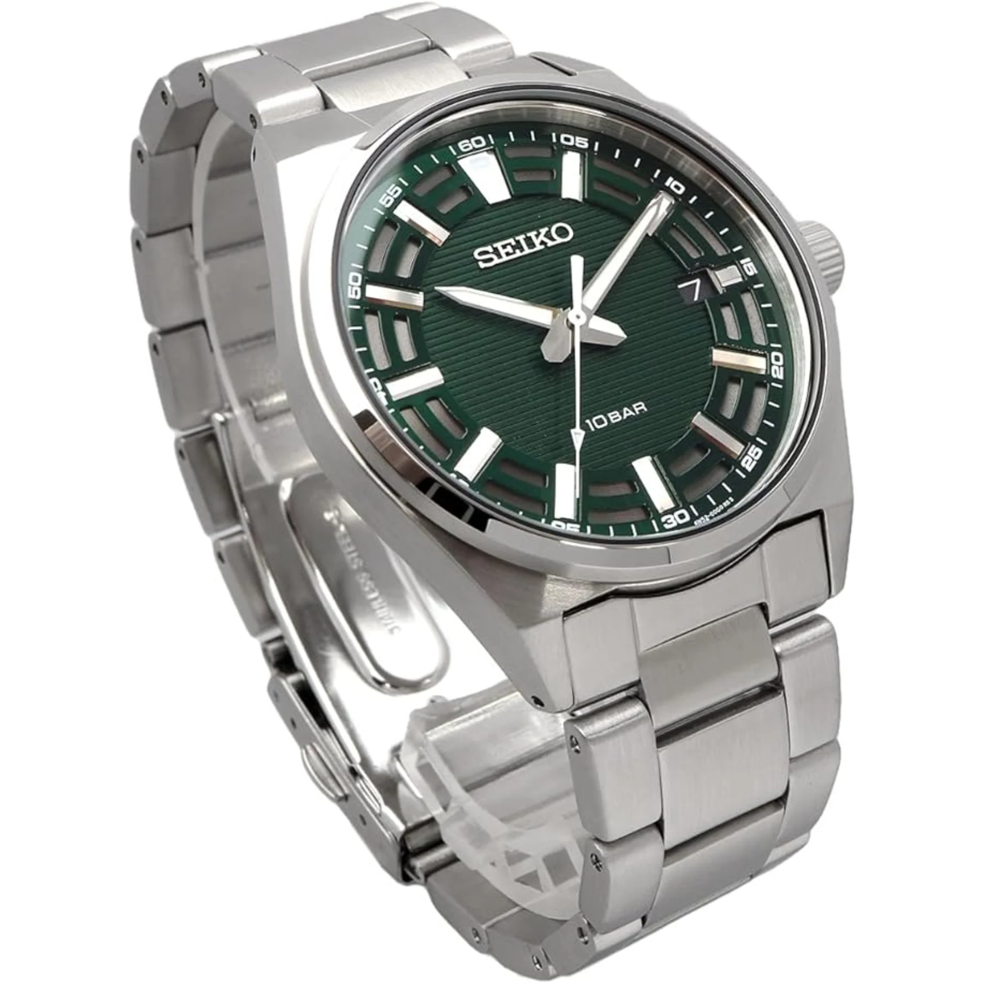 Seiko Conceptual Quartz Green Dial Steel Strap Men's Watch SUR503P1 - Image 7