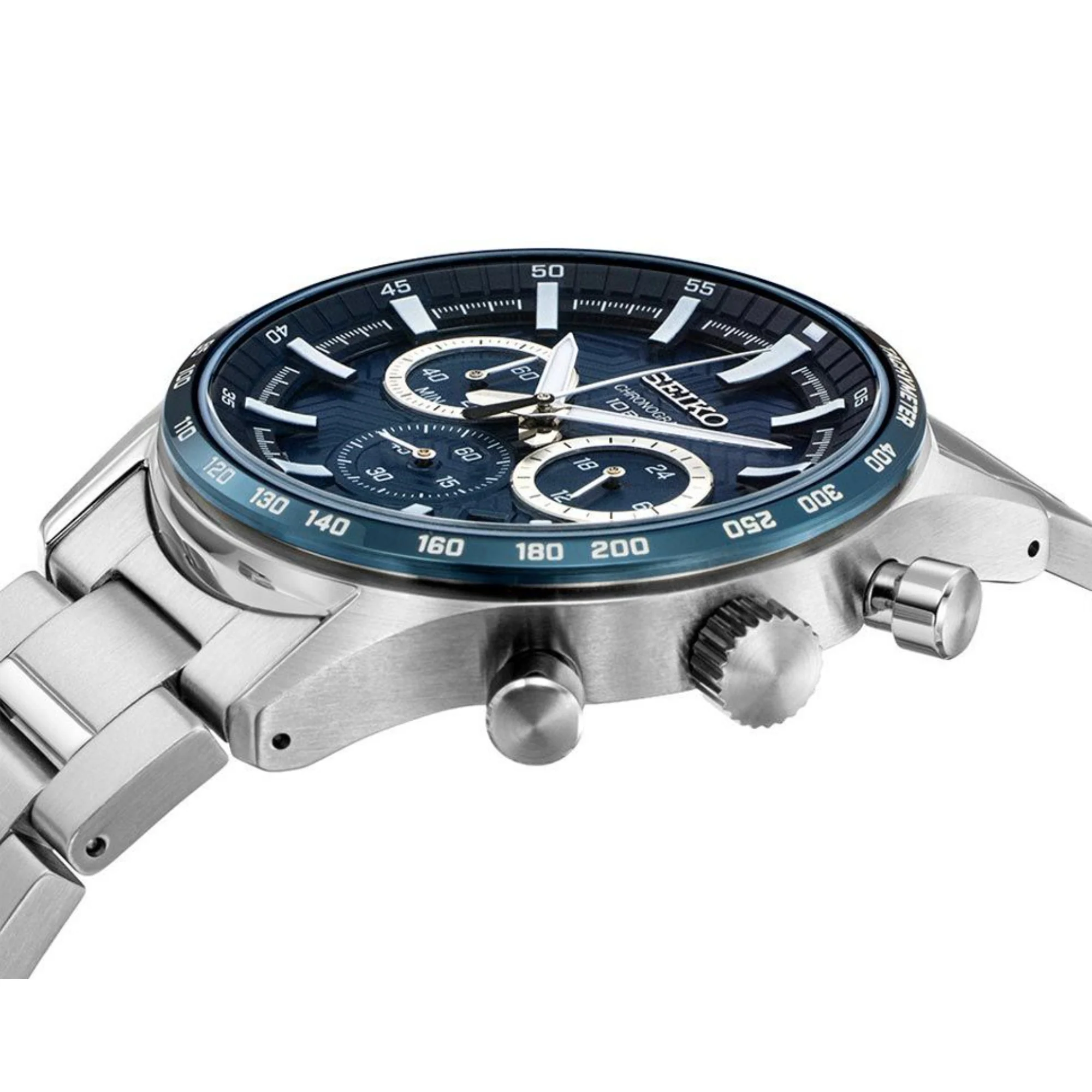 Seiko Conceptual Quartz Chronograph Blue Dial Steel Strap Men's Watch SSB445P1 - Image 8