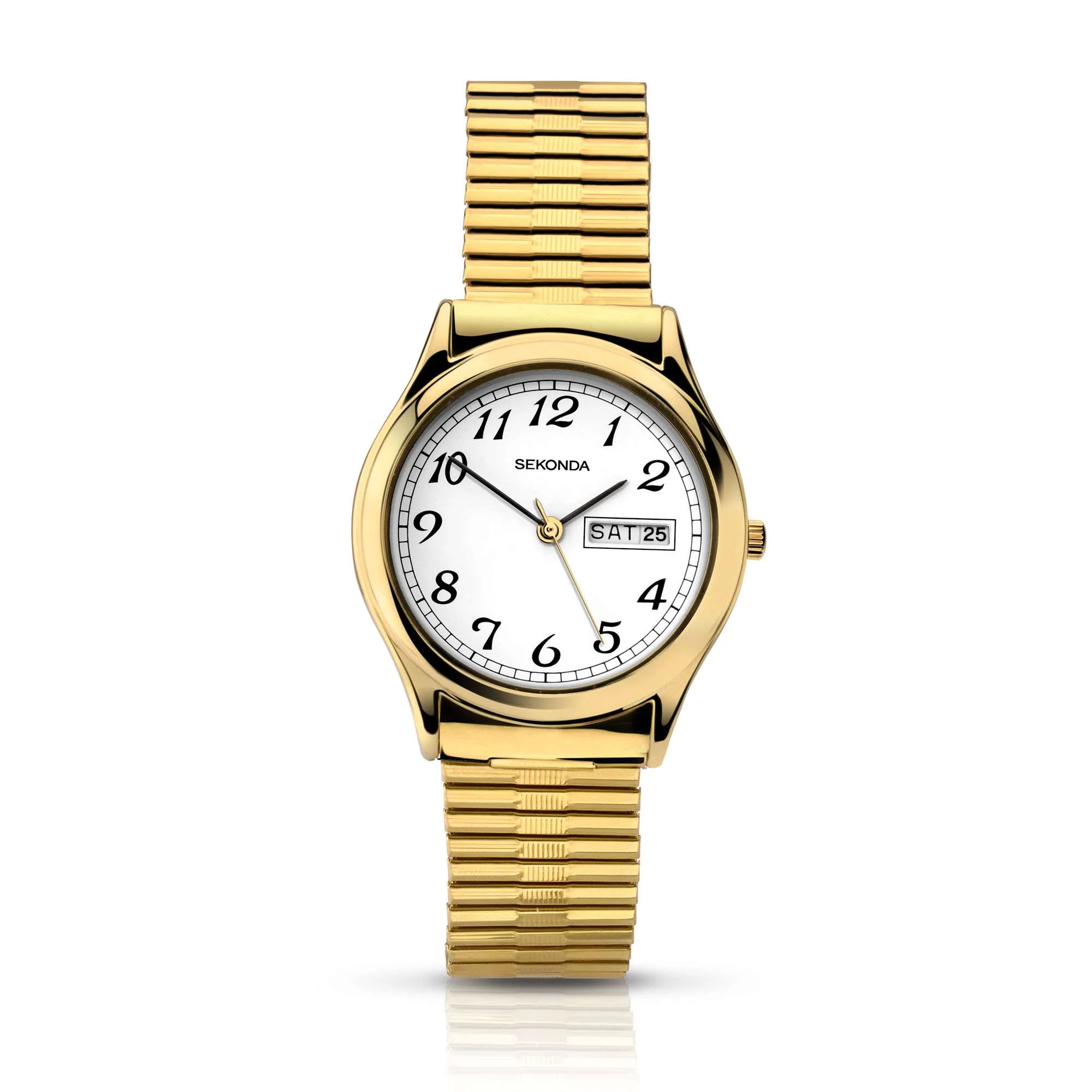 Sekonda Classic Quartz White Dial Gold PVD Expander Bracelet Men's Watch 3924 - Image 2