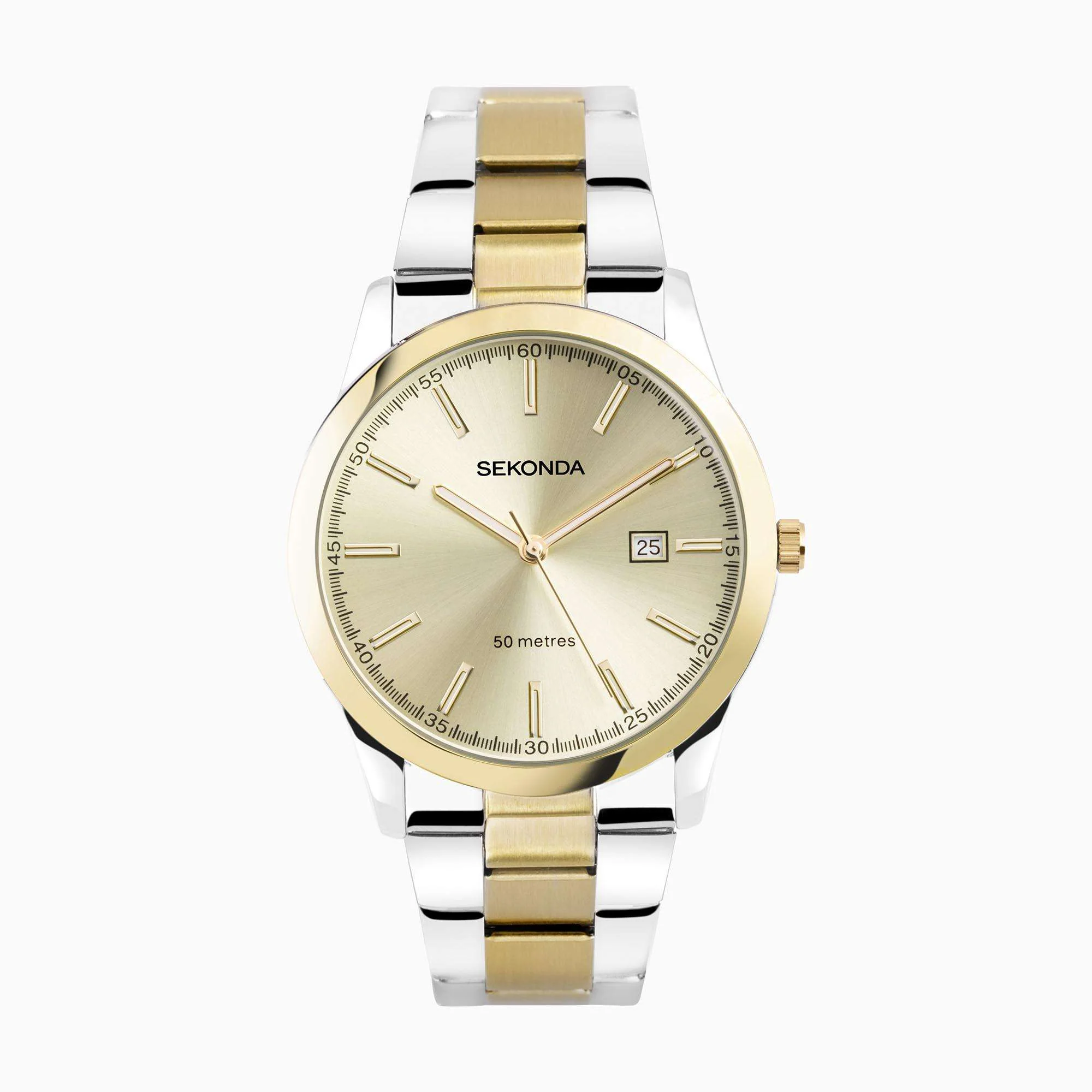 Sekonda Classic Quartz Champagne Dial Two Tone Stainless Steel Bracelet Men's Watch 1997