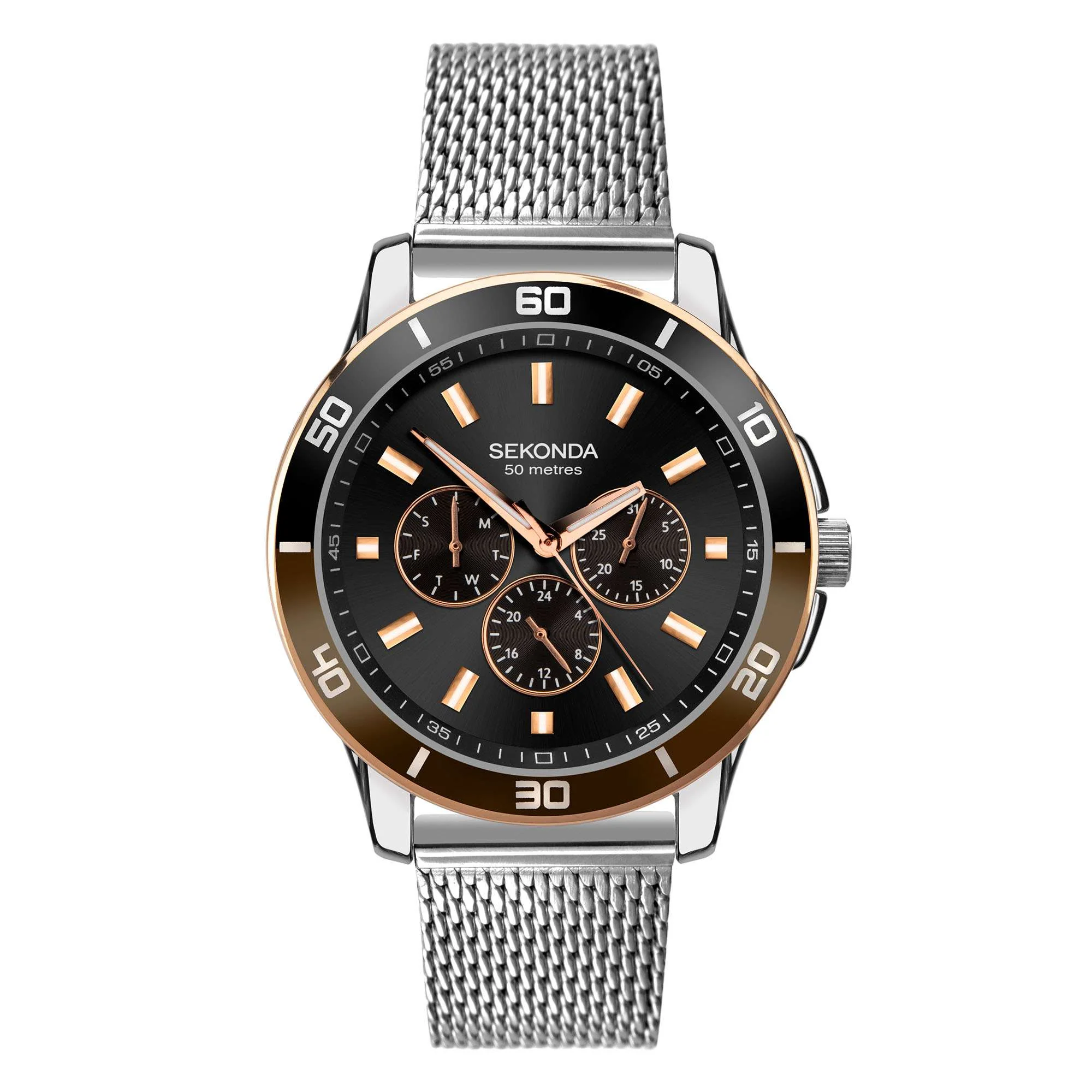 Sekonda Dress Quartz Black Dial Milanese Bracelet Men’s Watch 1841 - Image 3