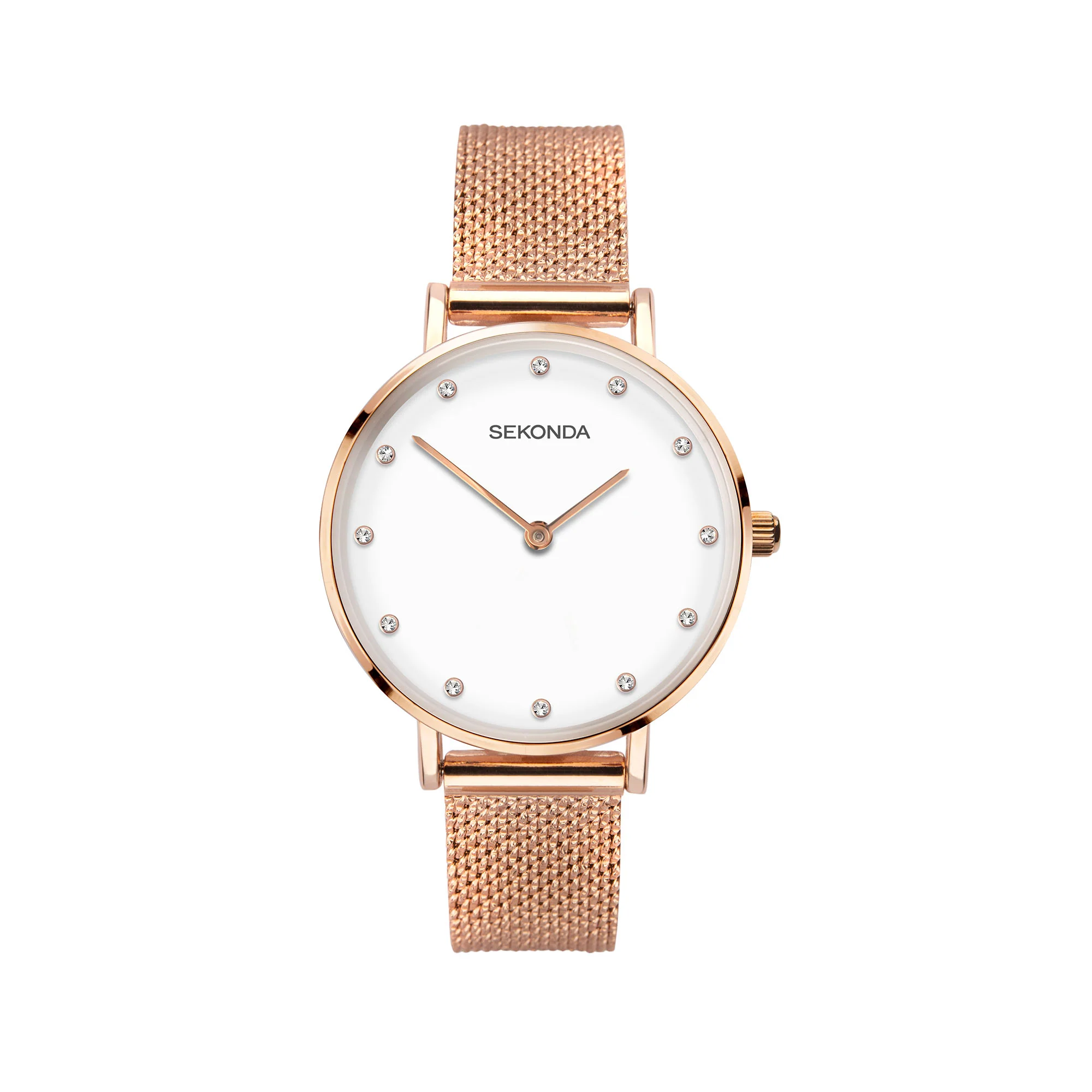 Sekonda Fashion Quartz White Dial Rose Gold PVD Milanese Bracelet Ladies Watch 40027 - Image 2