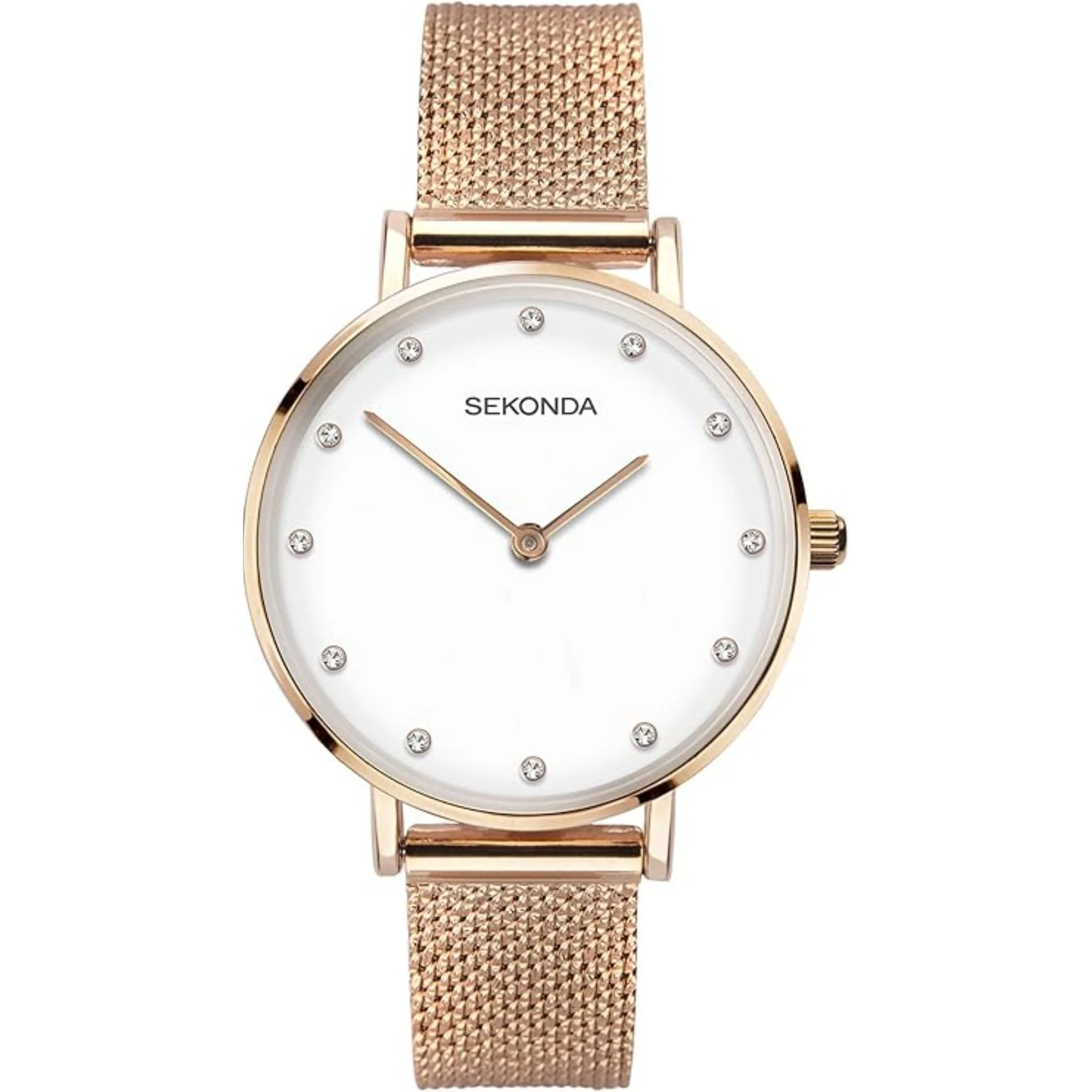 Sekonda Fashion Quartz White Dial Rose Gold PVD Milanese Bracelet Ladies Watch 40027 - Image 3