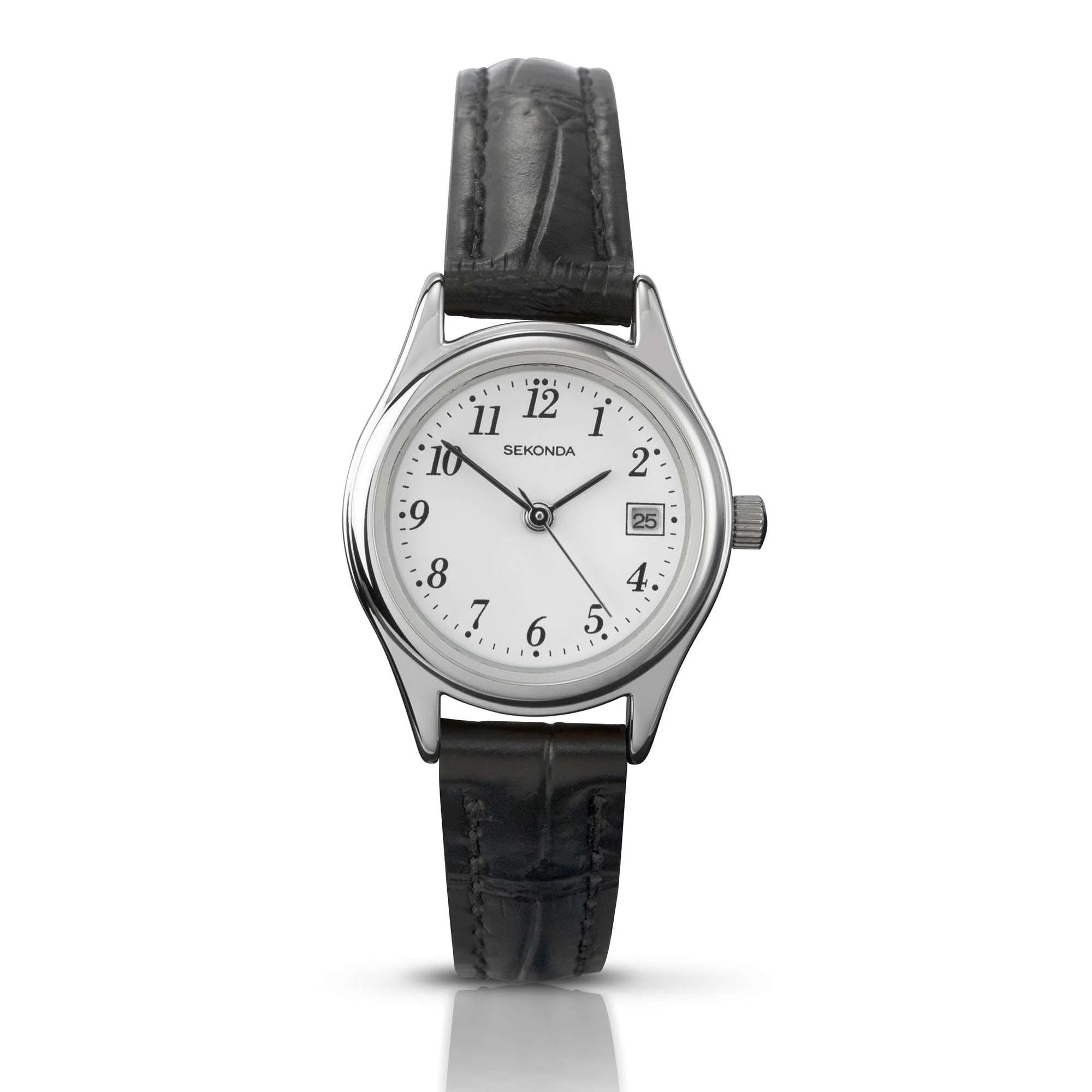 Sekonda Quartz White Dial Black Leather Strap Ladies Watch 4081 - Image 3