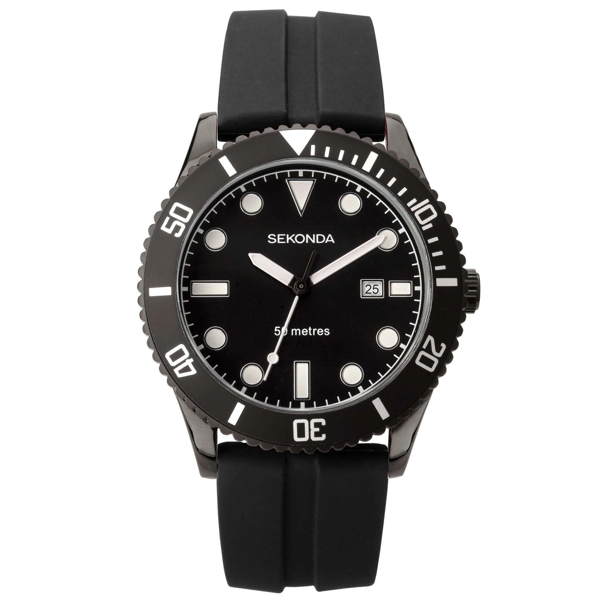 Sekonda Sports Quartz Dive Style Black Dial Black Rubber Strap Men's Watch 1981 - Image 8