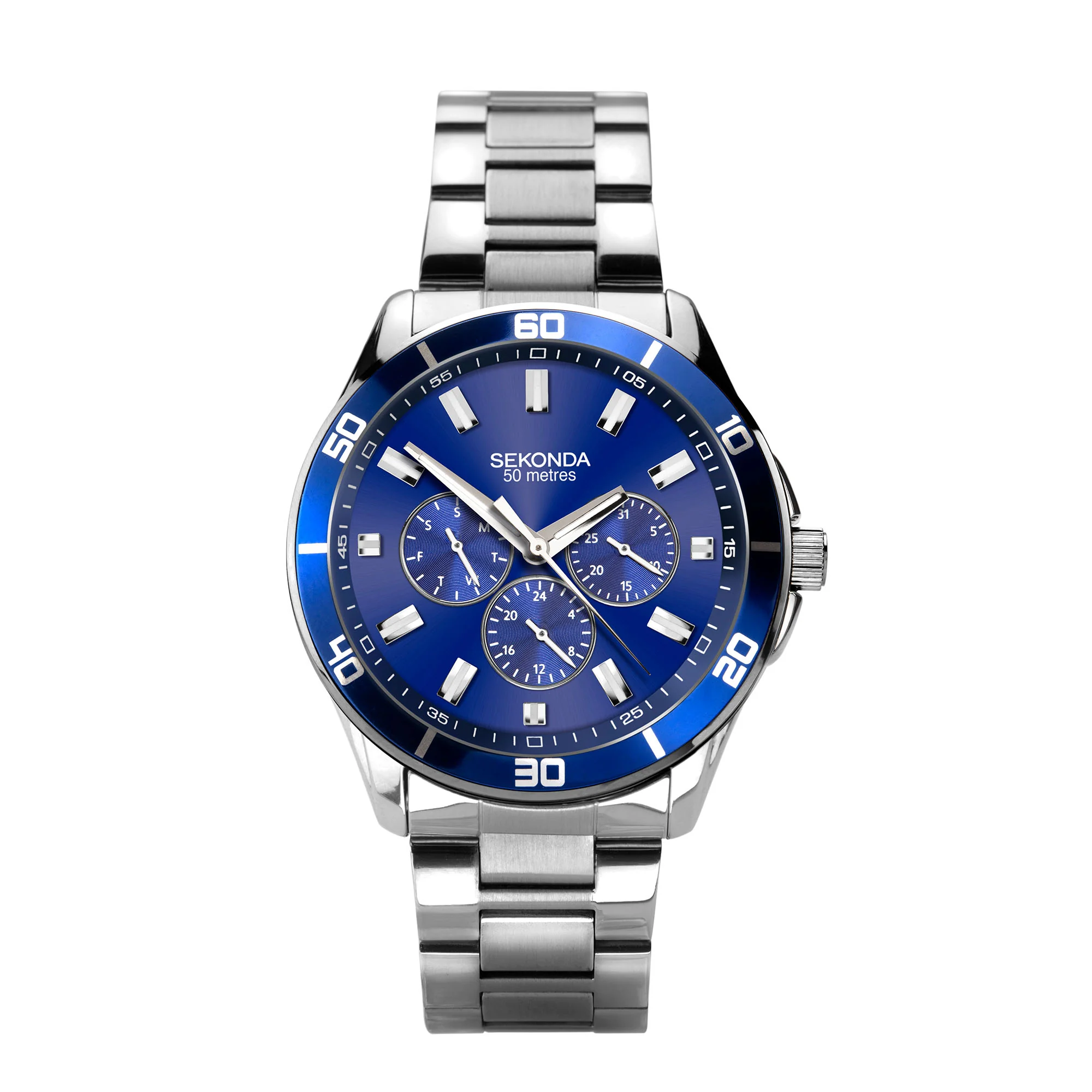 Sekonda Sports Quartz Blue Dial Stainless Steel Bracelet Men's Watch 1779 - Image 2