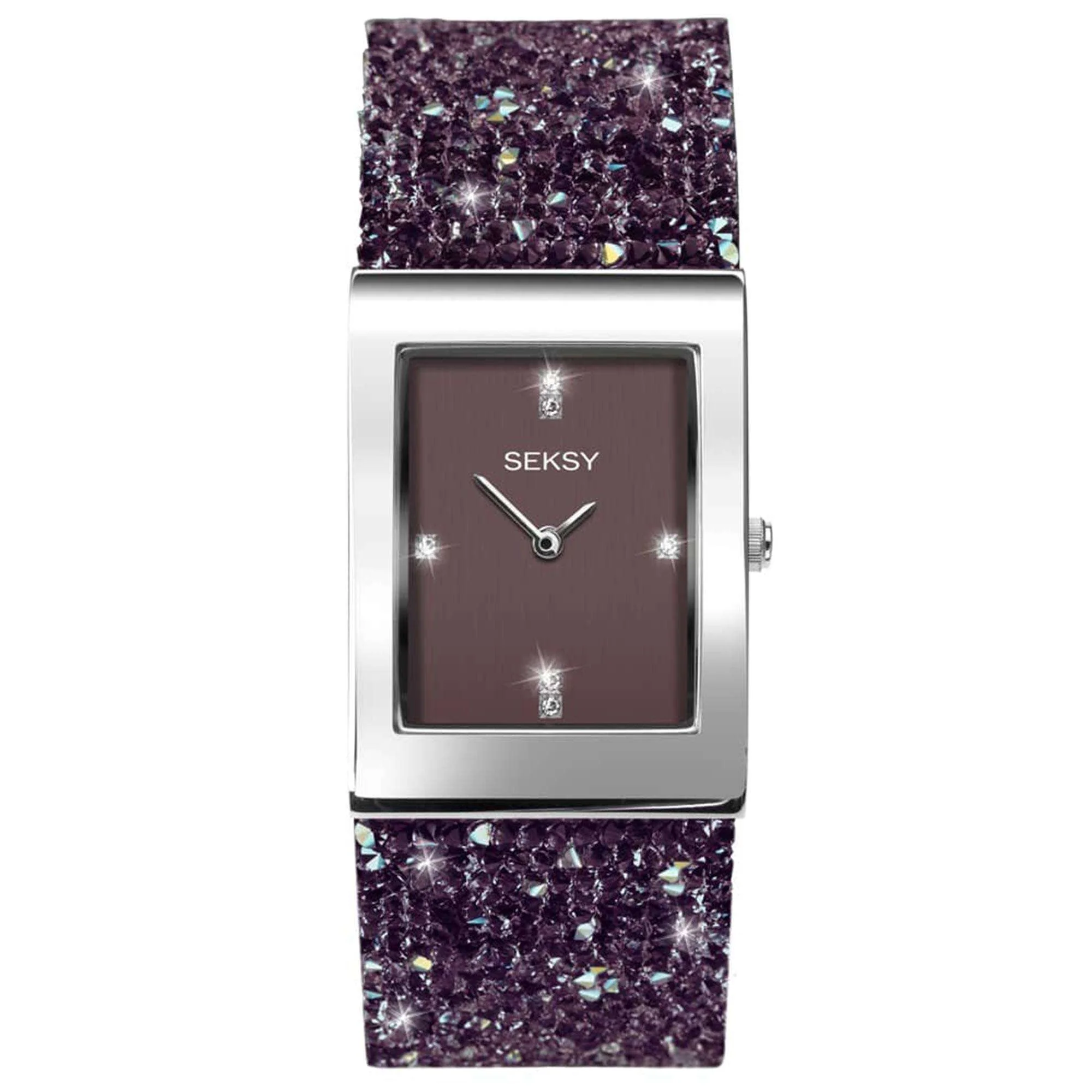 Seksy Dress Quartz Purple Dial Stainless Steel Bracelet Ladies Watch 2857 - Image 3