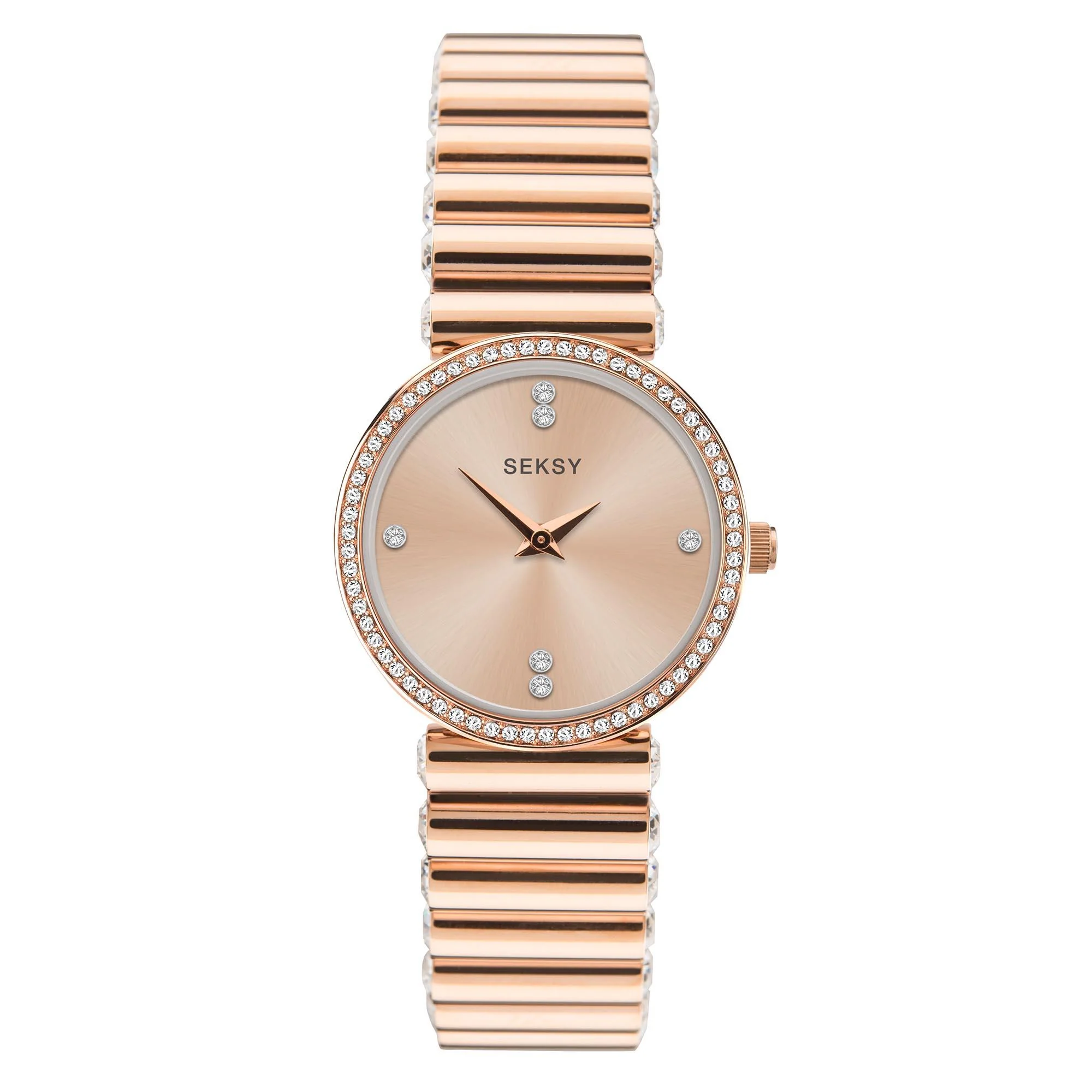 Seksy Edge Quartz Rose Gold Dial Rose Gold Stainless Steel Bracelet Ladies Watch 40046 - Image 2