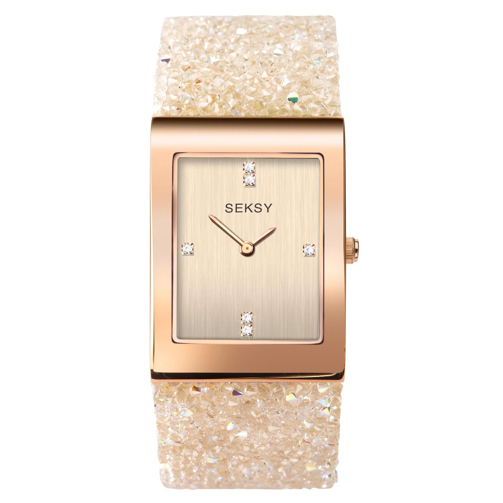 Seksy Rocks Quartz Rose Gold Dial Rose Gold Brass Bracelet Ladies Watch 2722 - Image 2