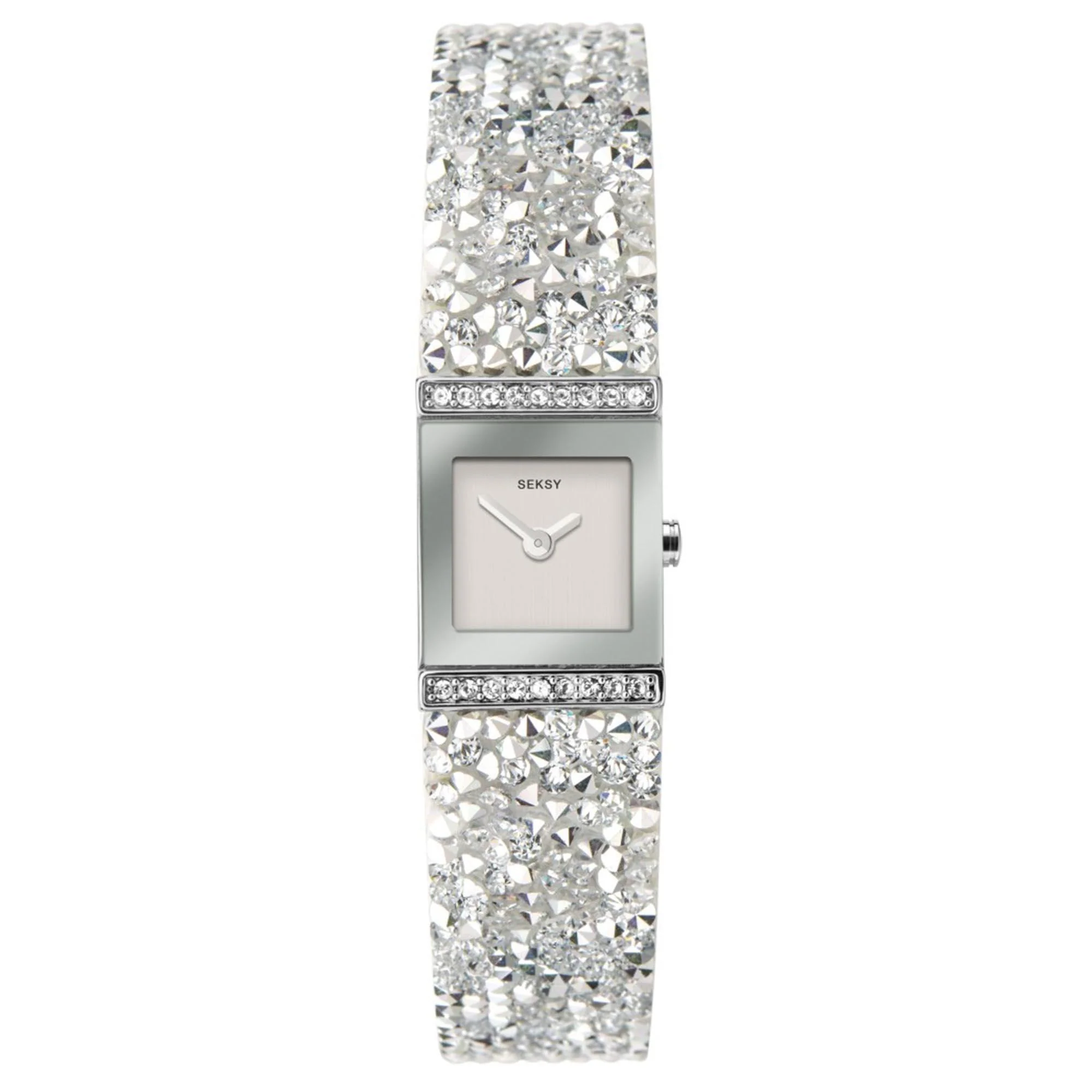 Seksy Rocks Quartz Silver Dial Silver Brass Bracelet Ladies Watch 40042 - Image 4