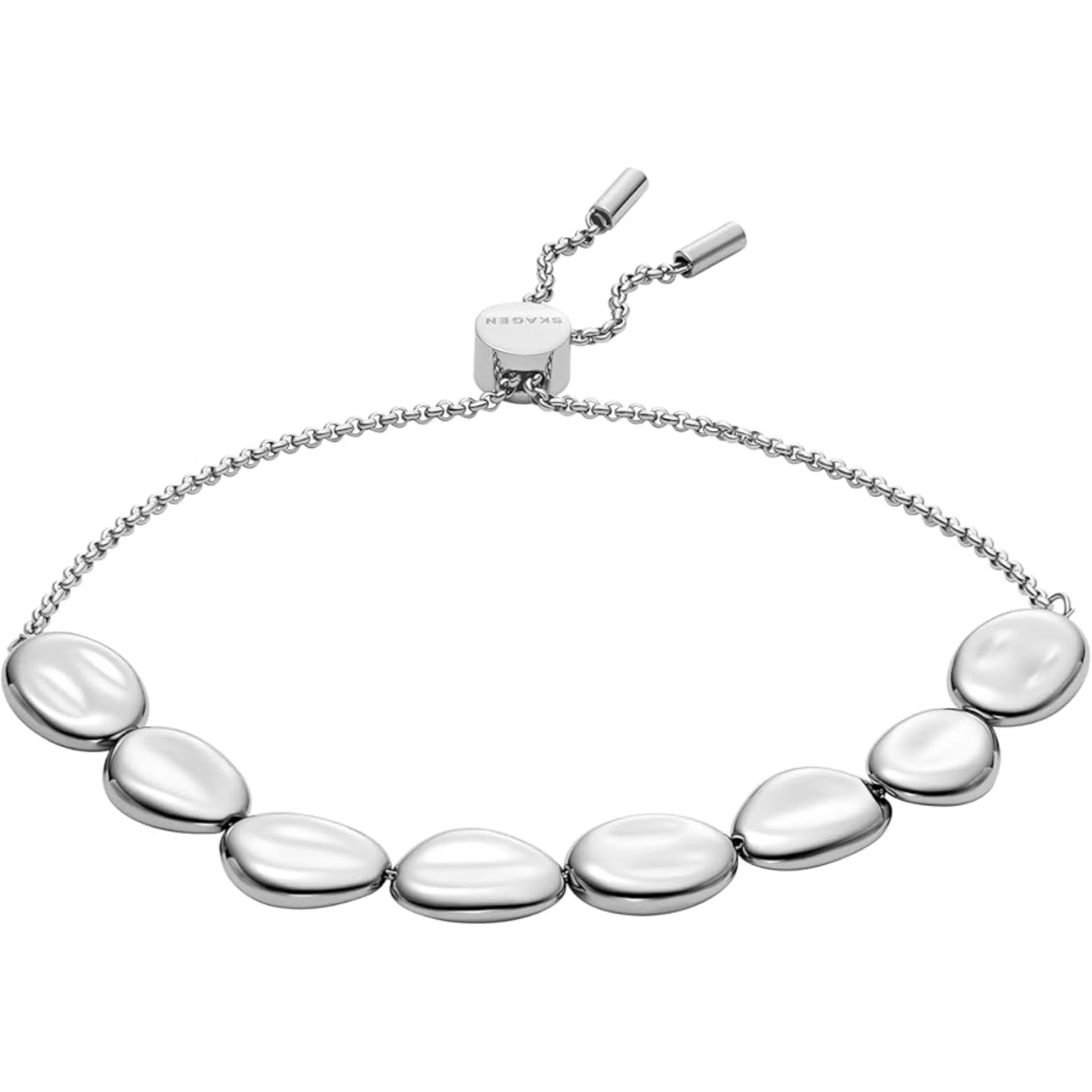 Skagen Anja Pebble Silver Stainless Steel Beaded Station Women's Bracelet SKJ1832040 - Image 4