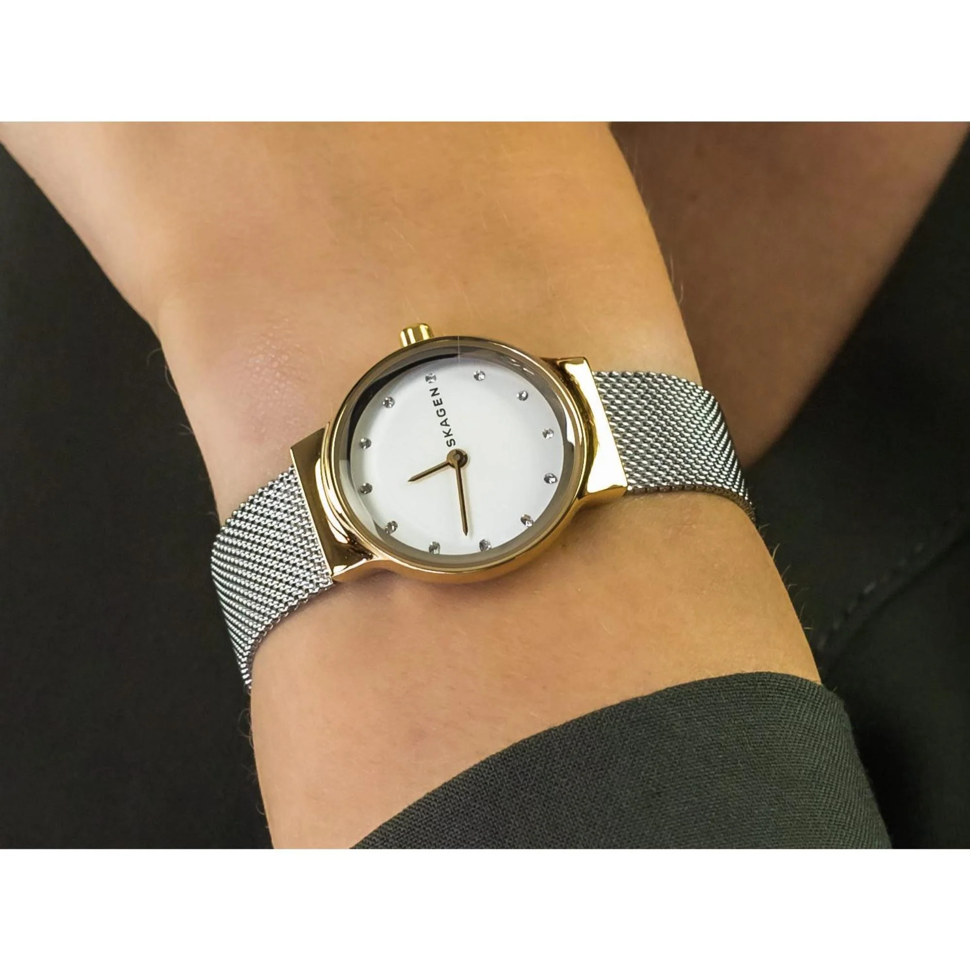 Skagen Freja Lille Two-Tone Steel Mesh White Silver Dial Women’s Watch SKW2666 - Image 10