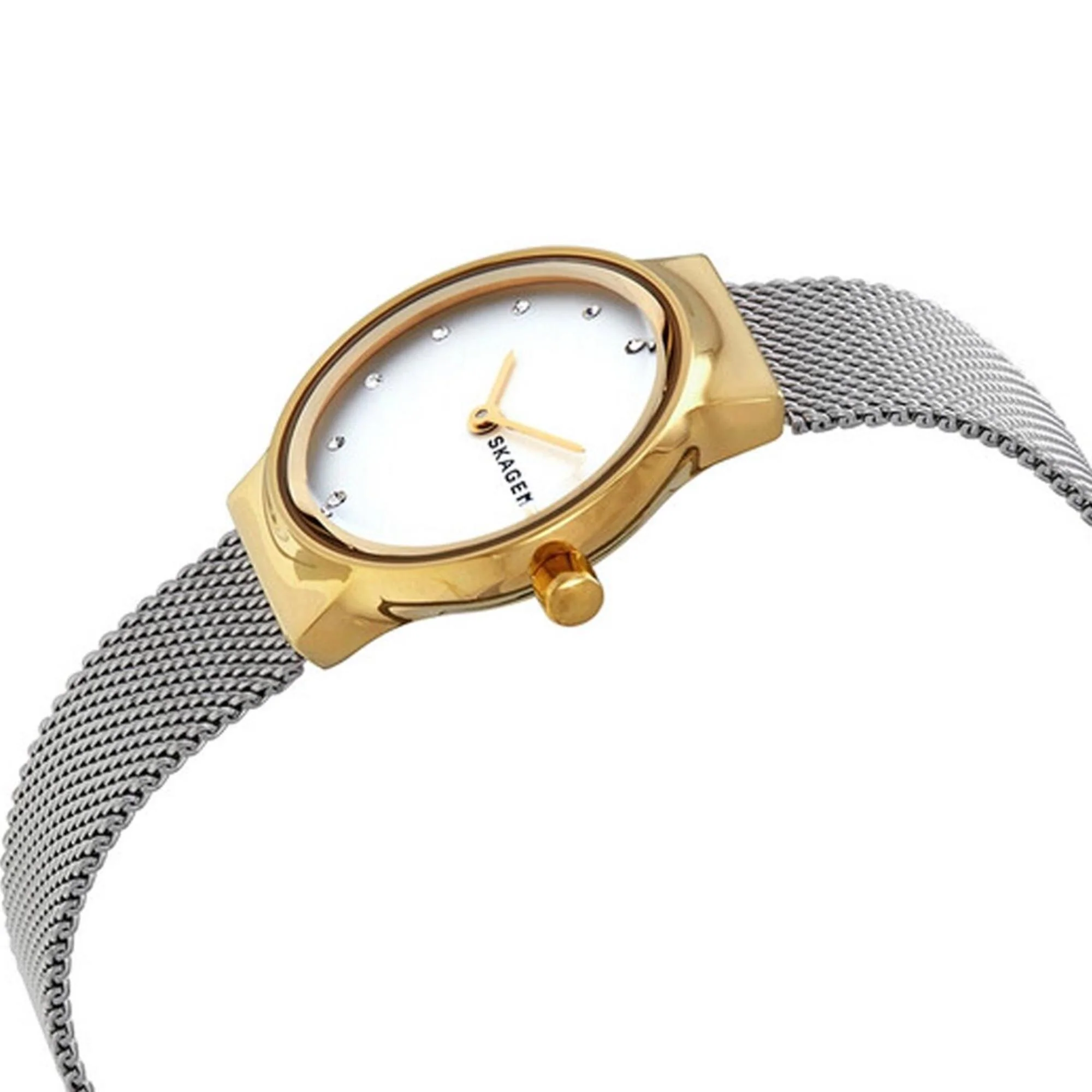 Skagen Freja Lille Two-Tone Steel Mesh White Silver Dial Women’s Watch SKW2666 - Image 5
