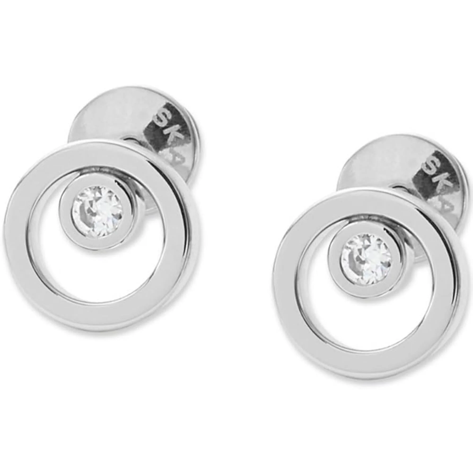 Skagen Linje Modern Silver-Tone Circle Stud Women's Earrings SKJ0836040 - Image 3