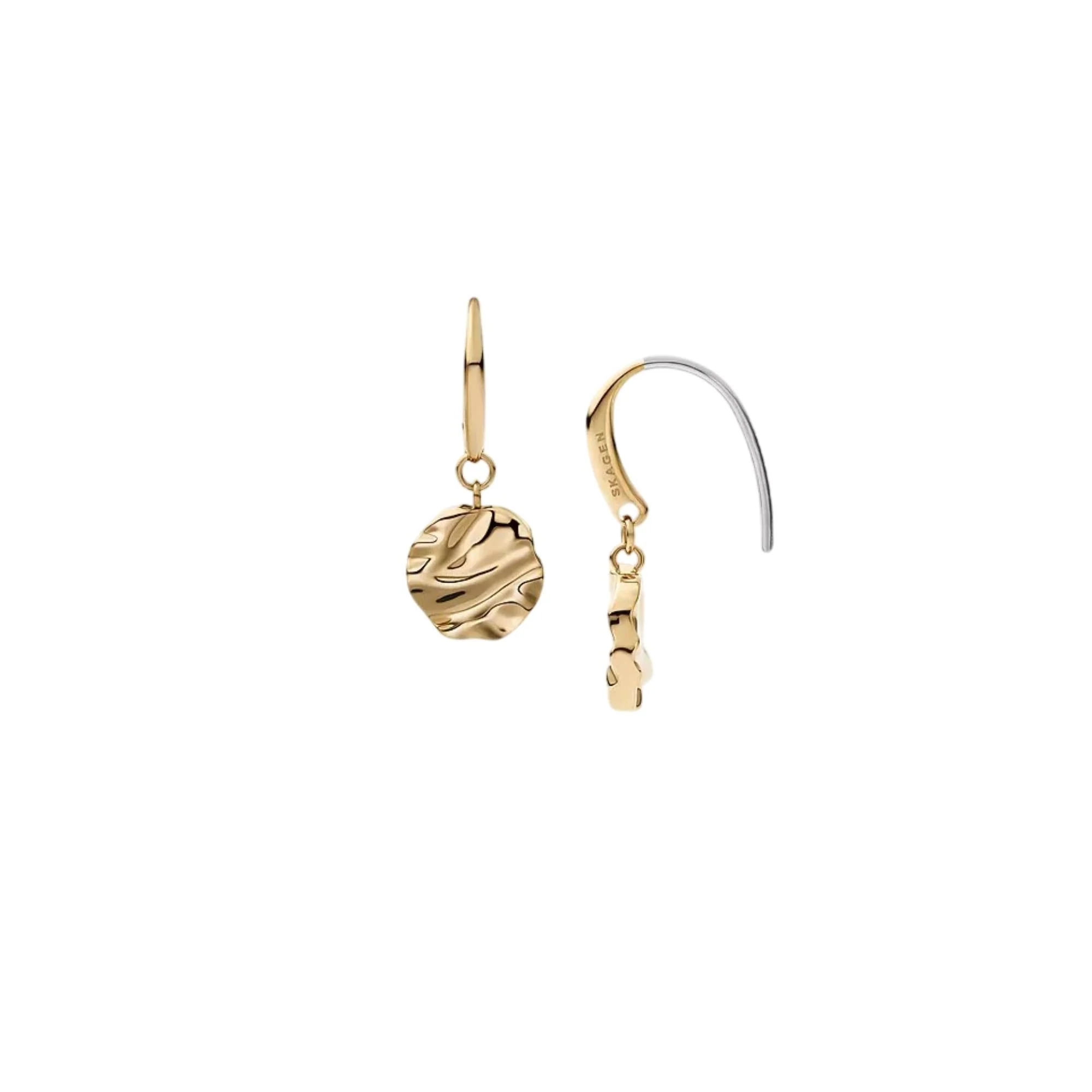 Skagen Moderne Stak Gold-Tone Stainless Steel Wave Medallion Drop Women's Earrings SKJ1883710 - Image 6