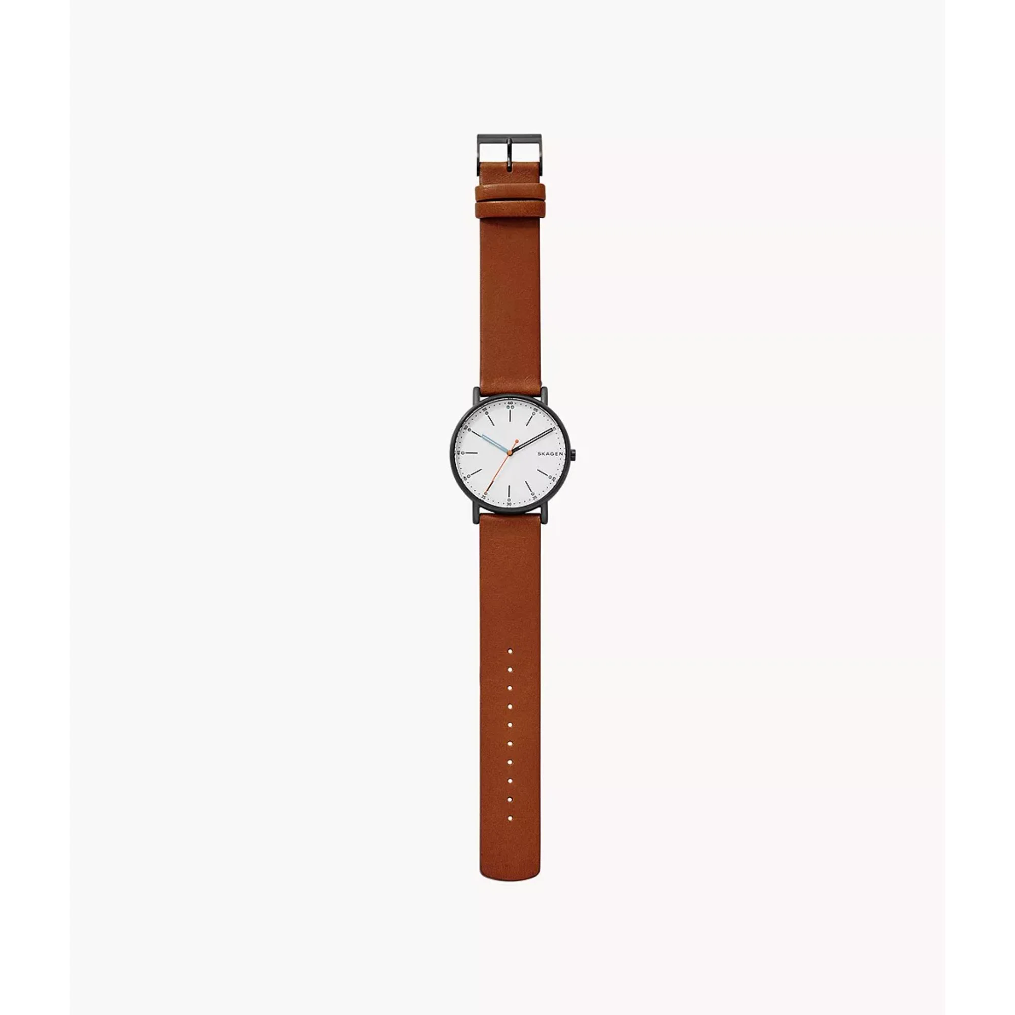 Skagen Signatur Brown Leather Strap White Dial Men’s Watch SKW6374 - Image 3
