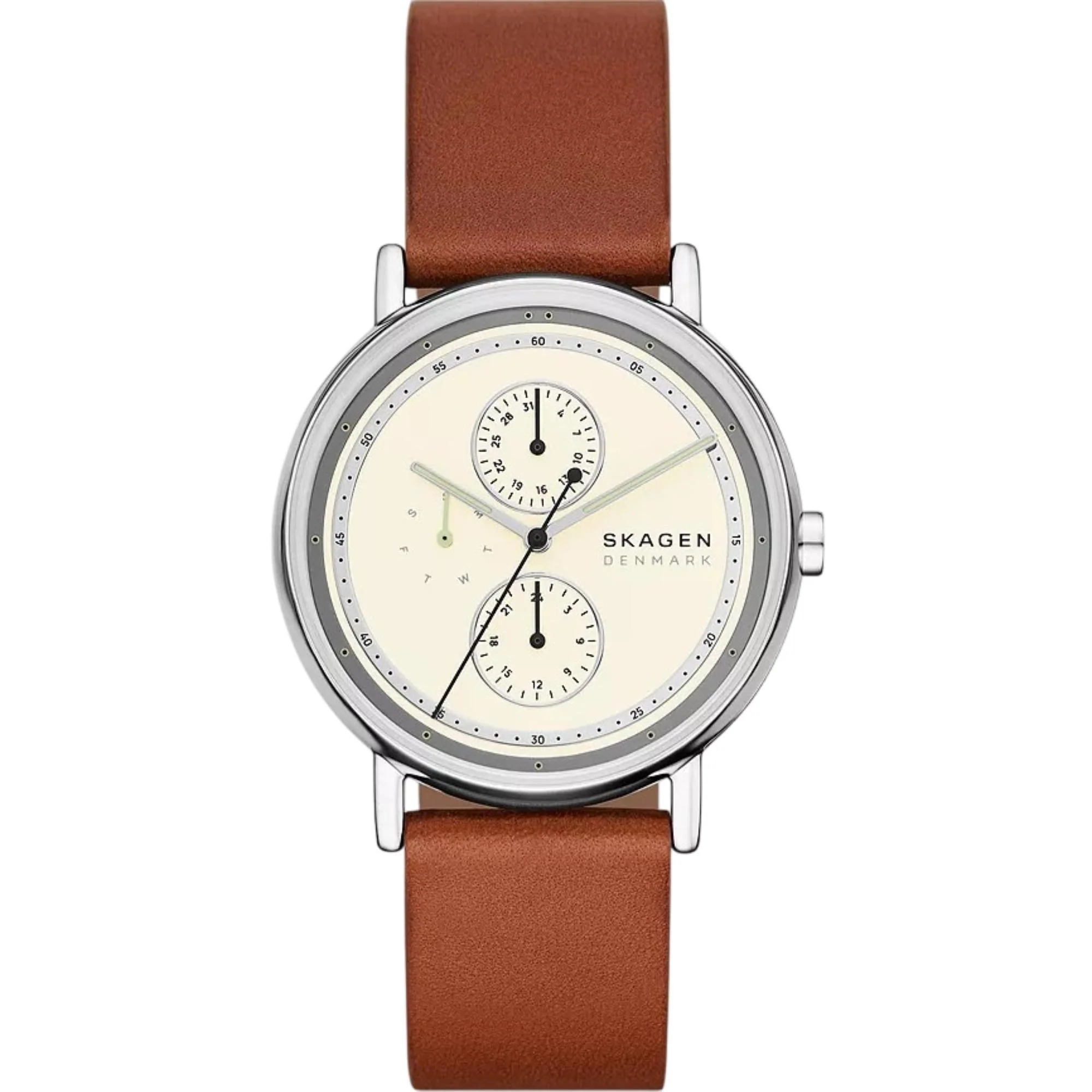 Skagen Signatur Multifunction Cream Dial Leather Strap Men's Watch SKW6942 - Image 5