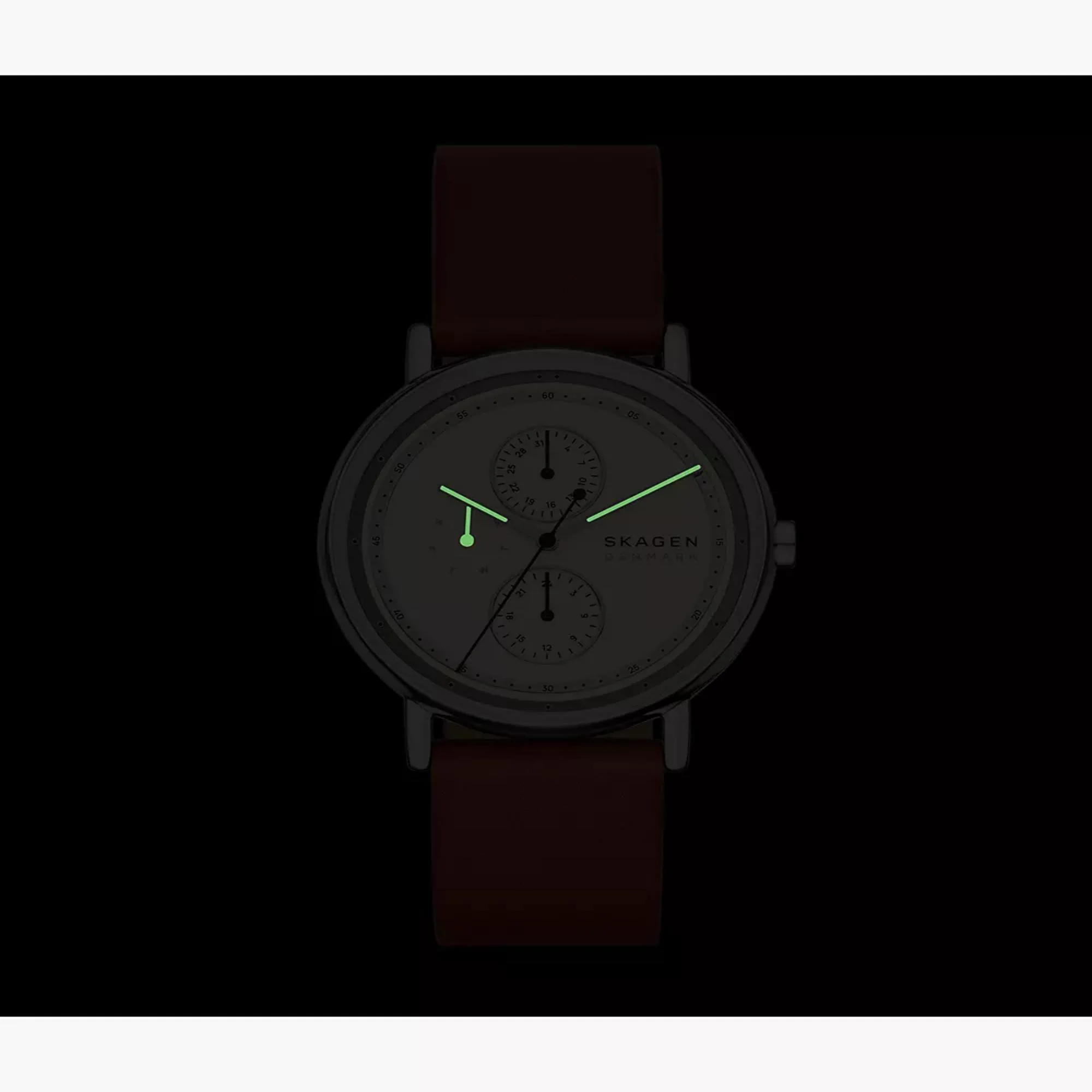 Skagen Signatur Multifunction Cream Dial Leather Strap Men's Watch SKW6942 - Image 9