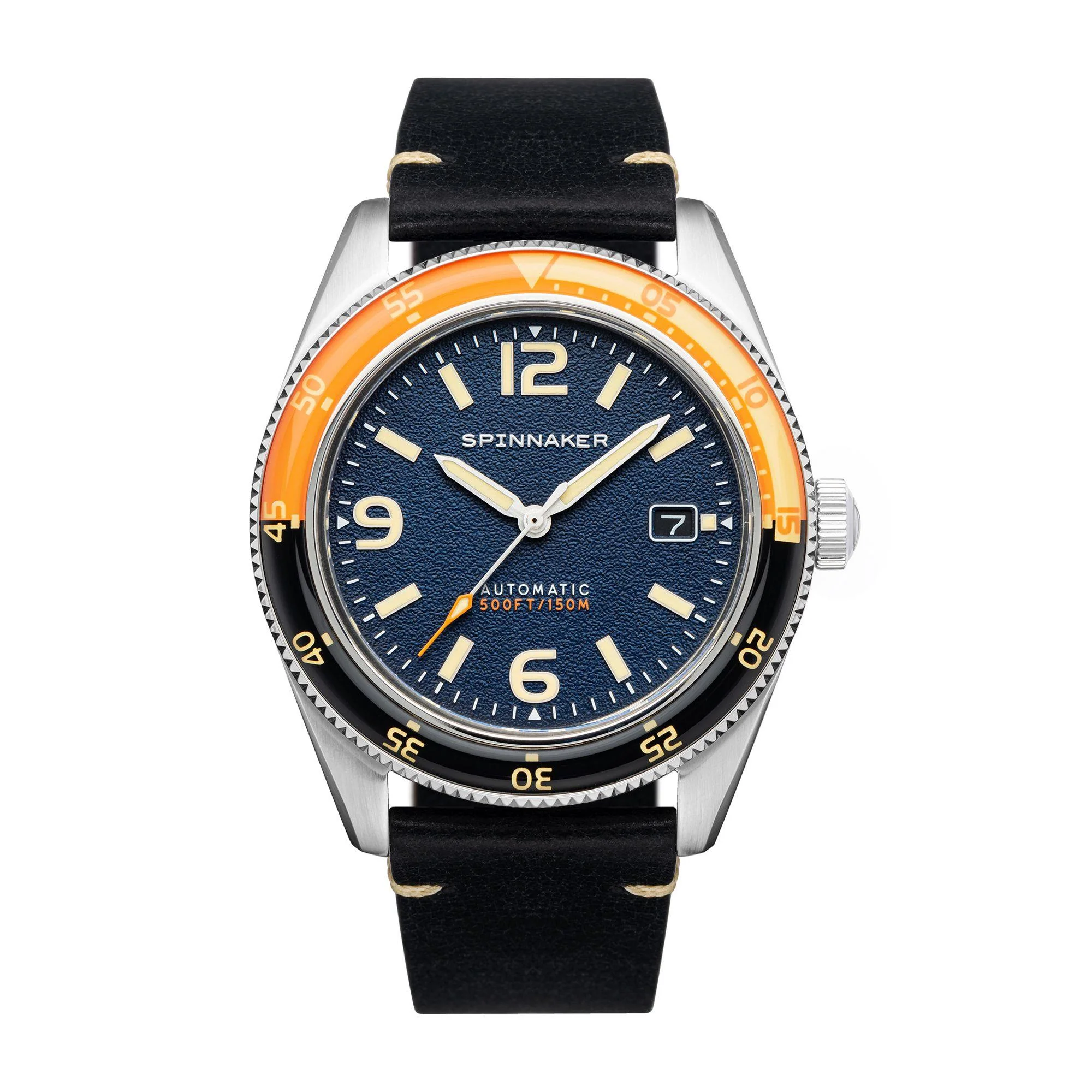 Spinnaker Fleuss Sunset Orange Blue Dial Black Leather Strap SP-5055-0D - Image 2