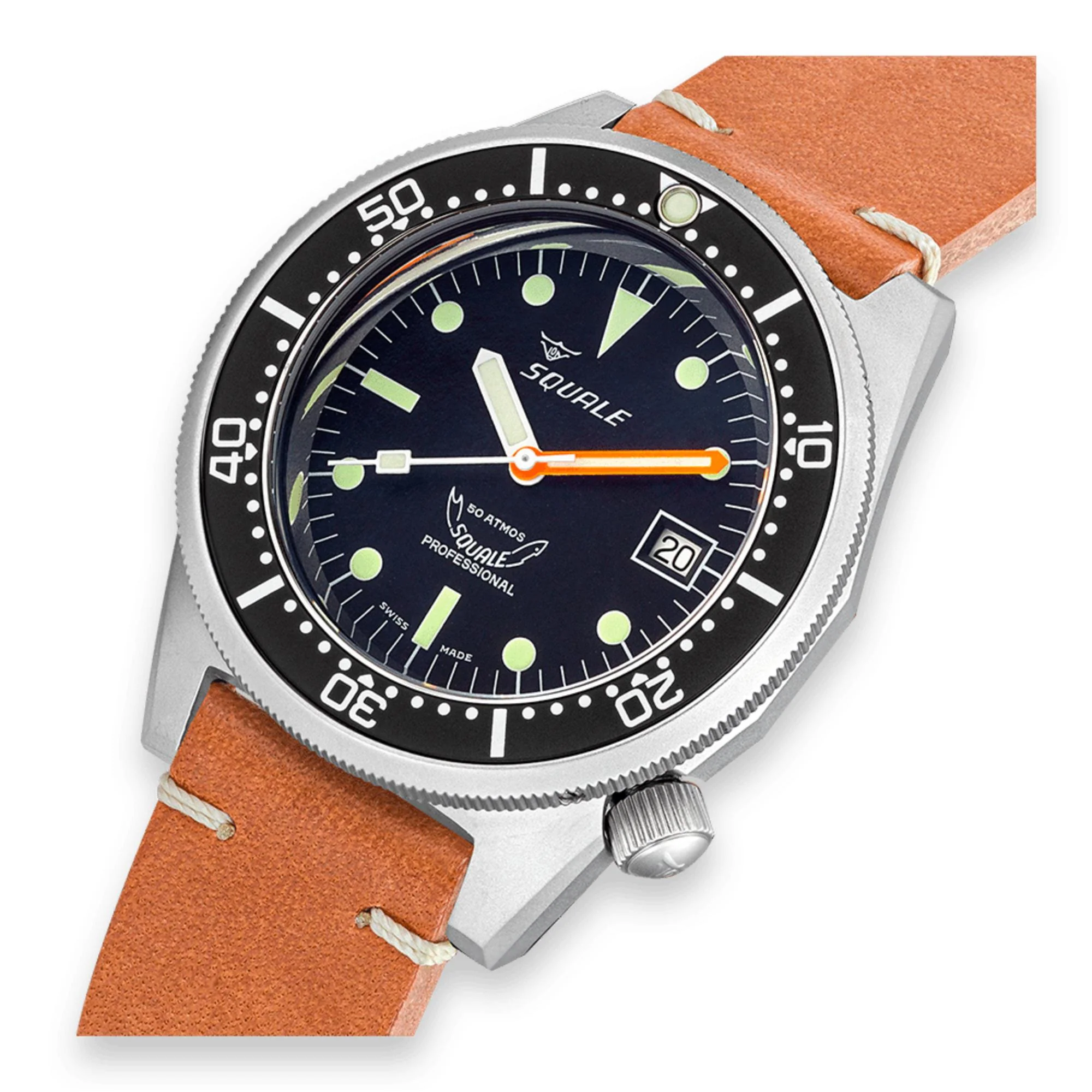 Squale 1521 Black Blasted Automatic Black Dial Leather Strap Men's Watch 1521BKBL.PC - Image 4