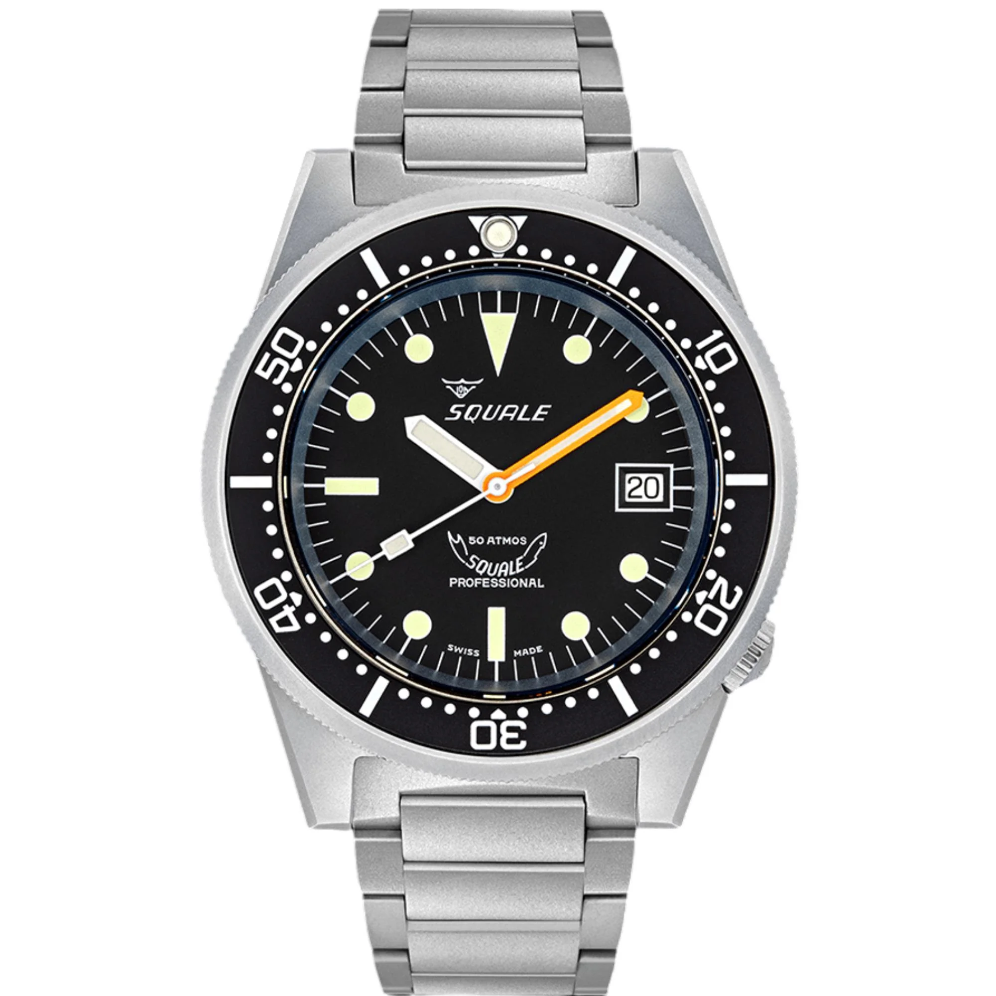 Squale 1521 Black Blasted Automatic Black Dial Steel Strap Men's Watch 1521BKBL.SQ20S - Image 5