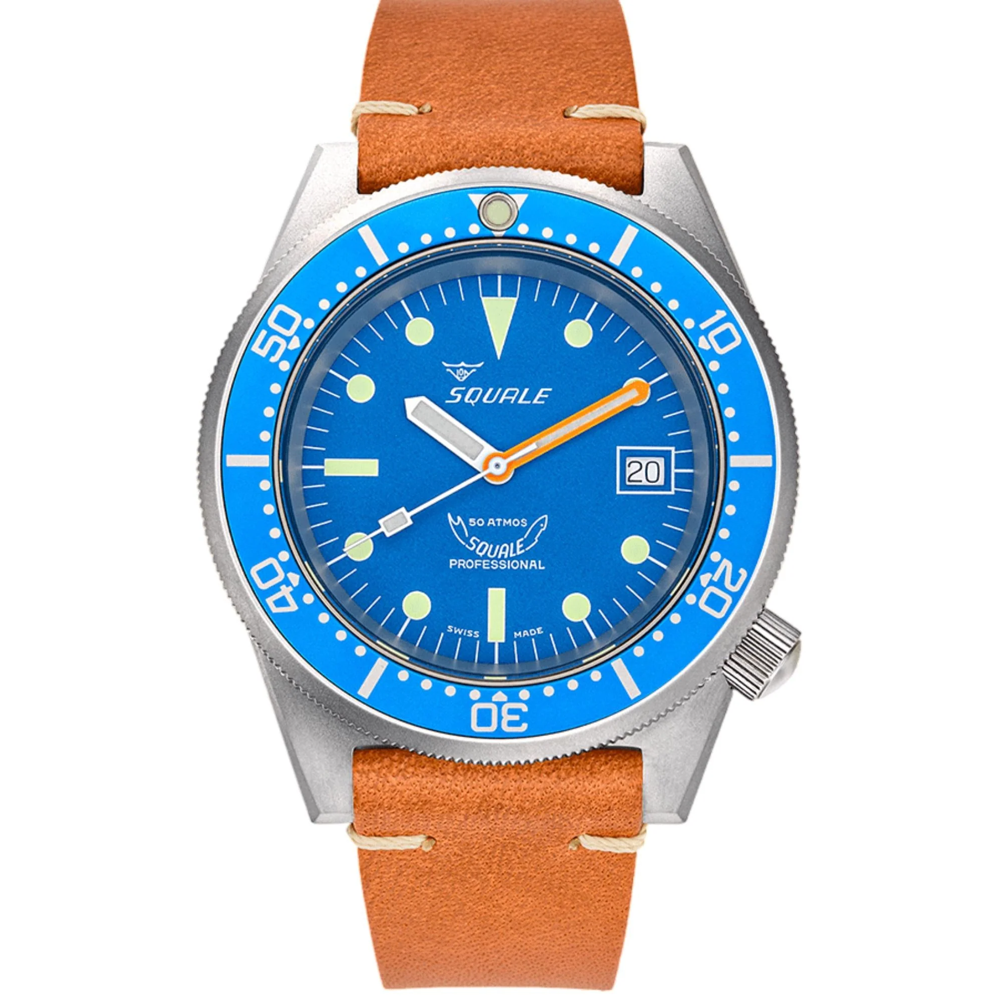 Squale 1521 Blue Blasted Automatic Blue Dial Leather Strap Men's Watch 1521BLUEBL.PC - Image 5