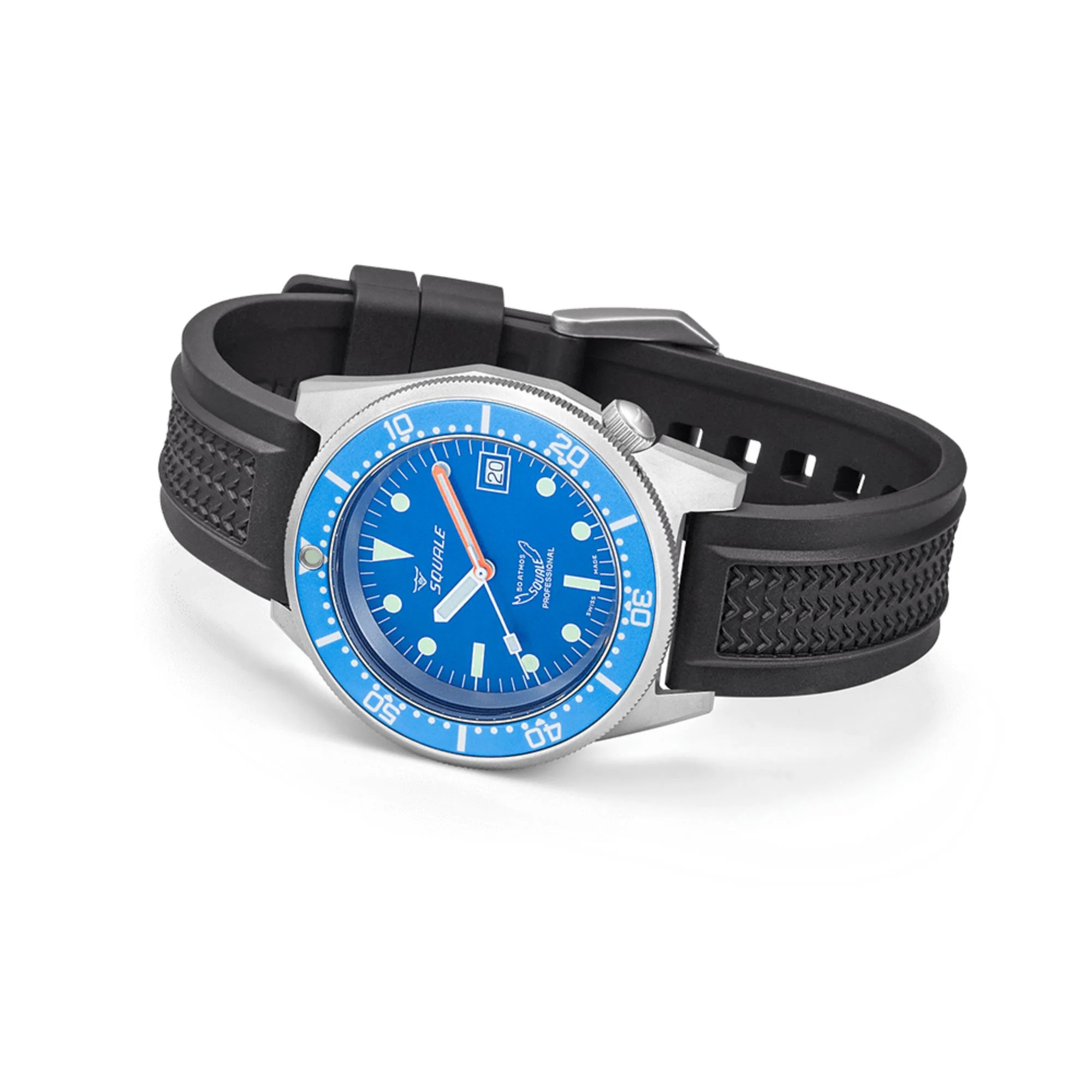 Squale 1521 Blue Blasted Automatic Blue Dial Rubber Strap Men's Watch 1521BLUEBL.VO - Image 3