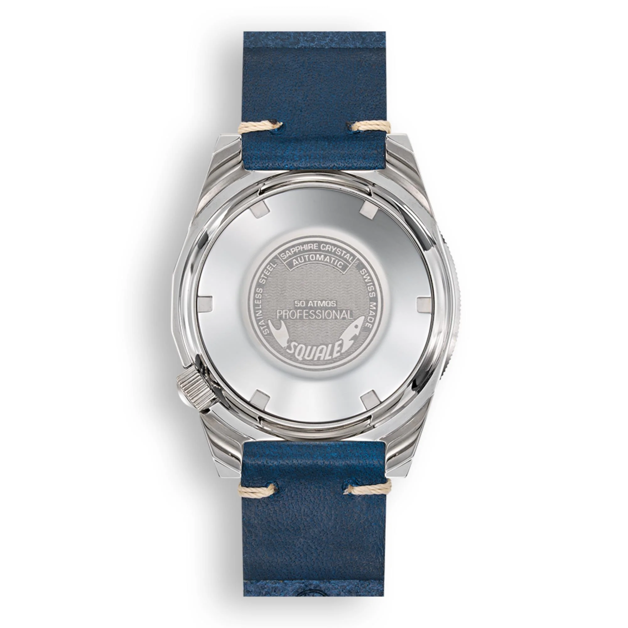 Squale 1521 Blue Ray Automatic Blue Dial Leather Strap Men's Watch 1521PROFD.PB - Image 2